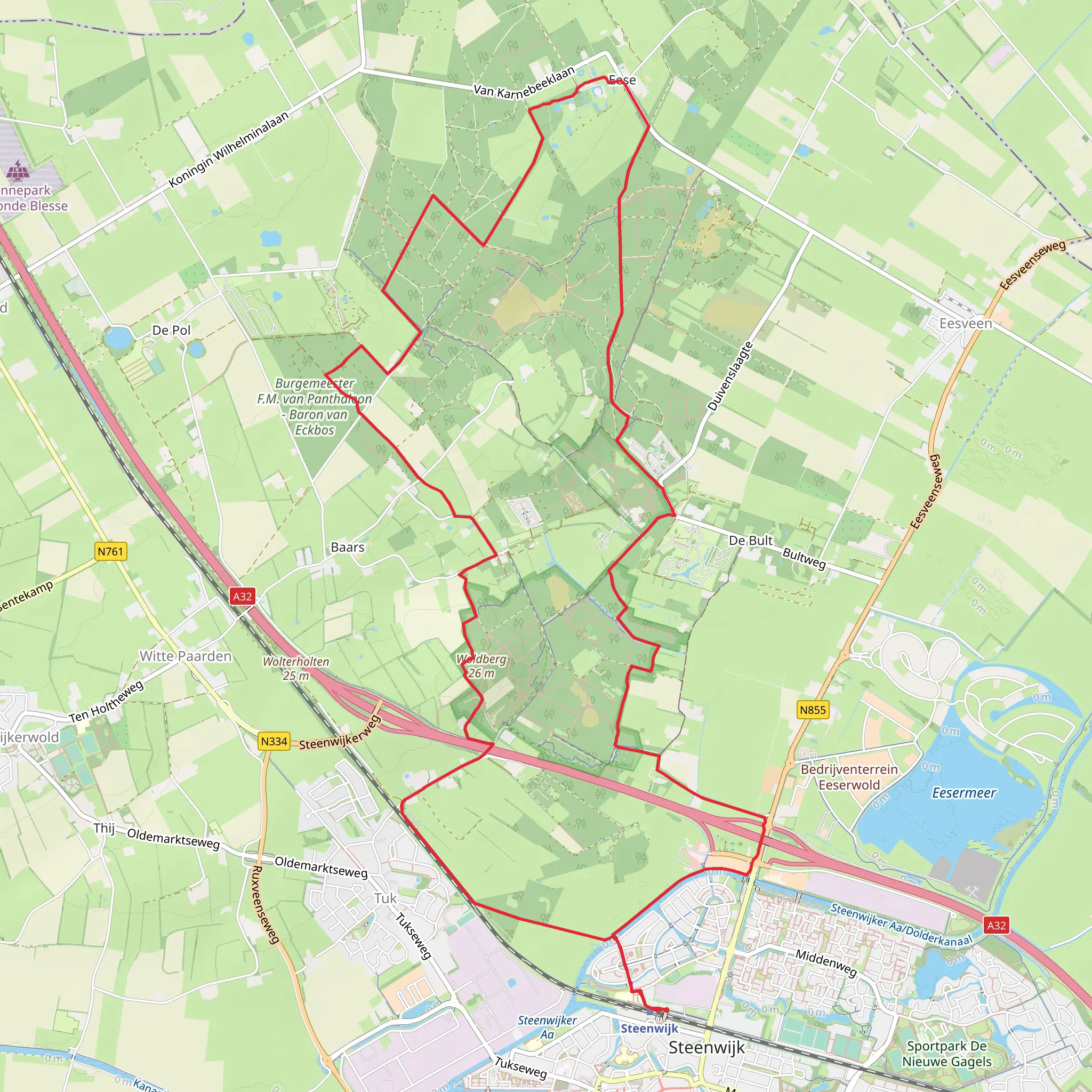 Woldmeenthepad and Onderduikers Weg mobile static map
