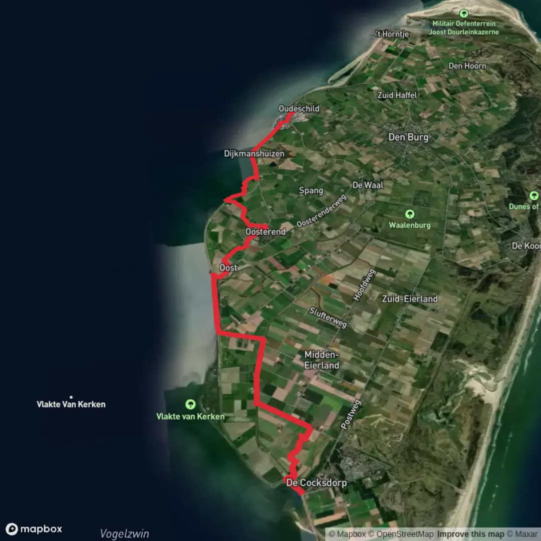 An image depicting the trail Werkhaven via Hollandseweg and Waddenwandelen - Texel and its surrounding area.