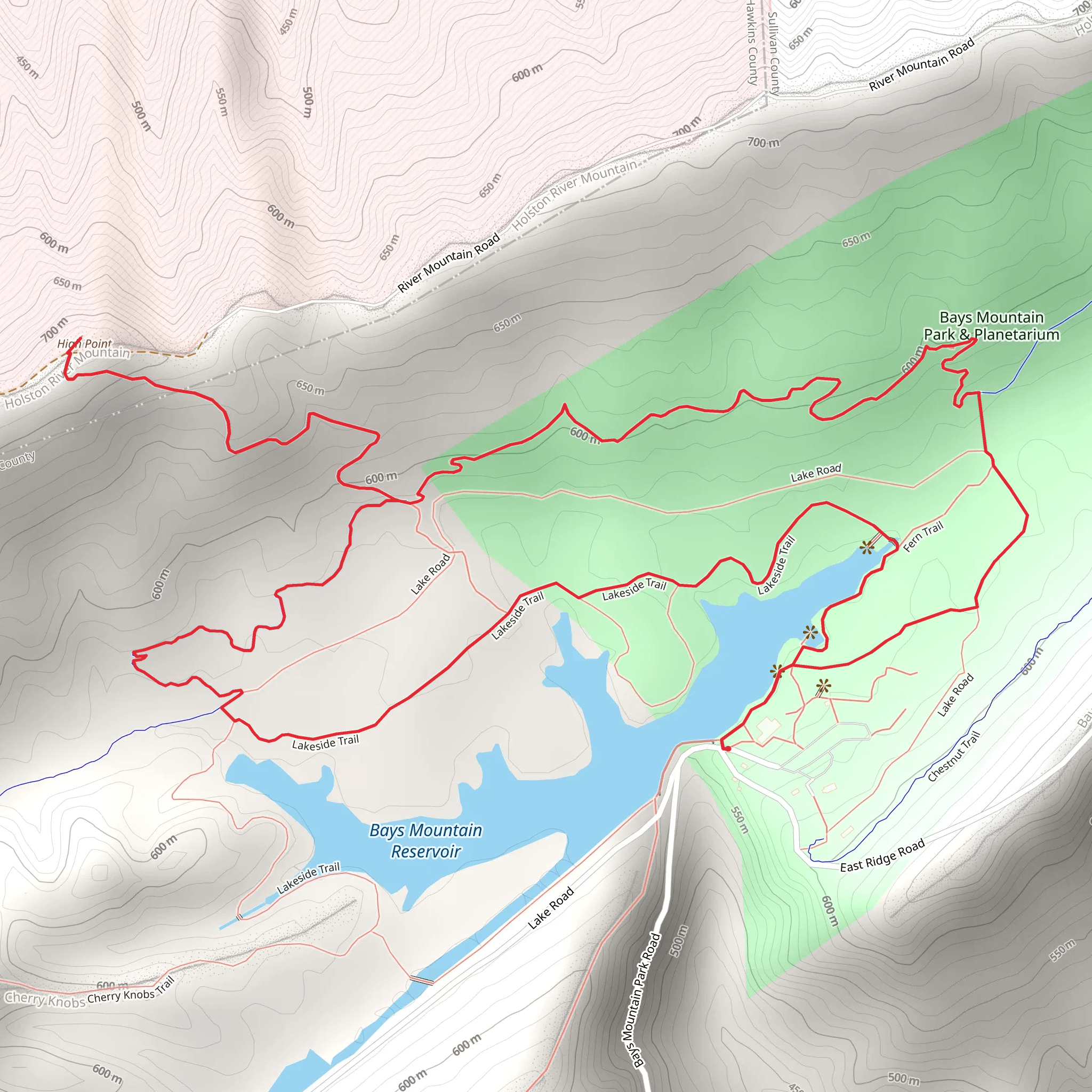 Bays Mountain Reservoir - Lakeside Trail mobile static map