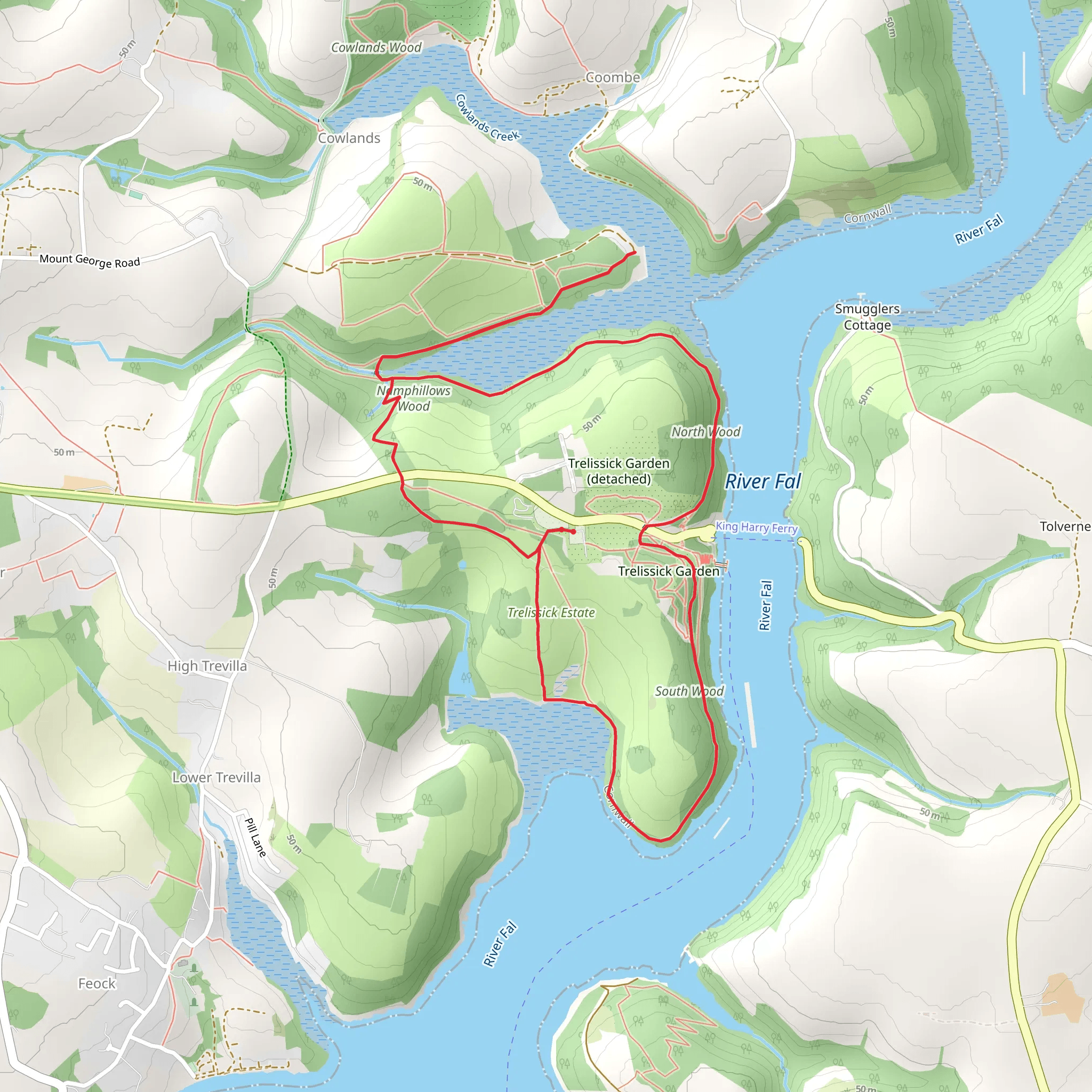 Trelissick to Roundwood Quay Walk mobile static map