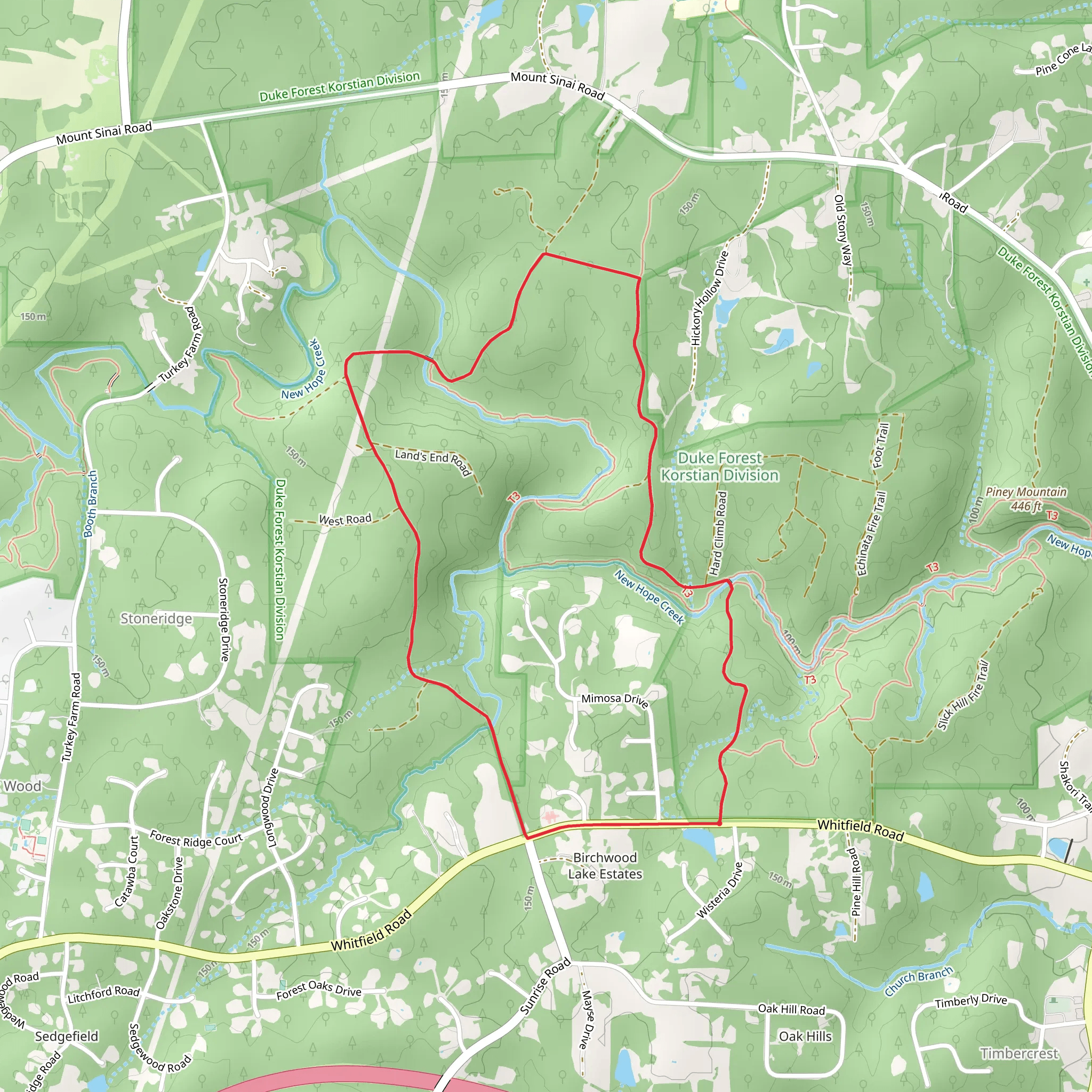New Hope Creek Loop mobile static map