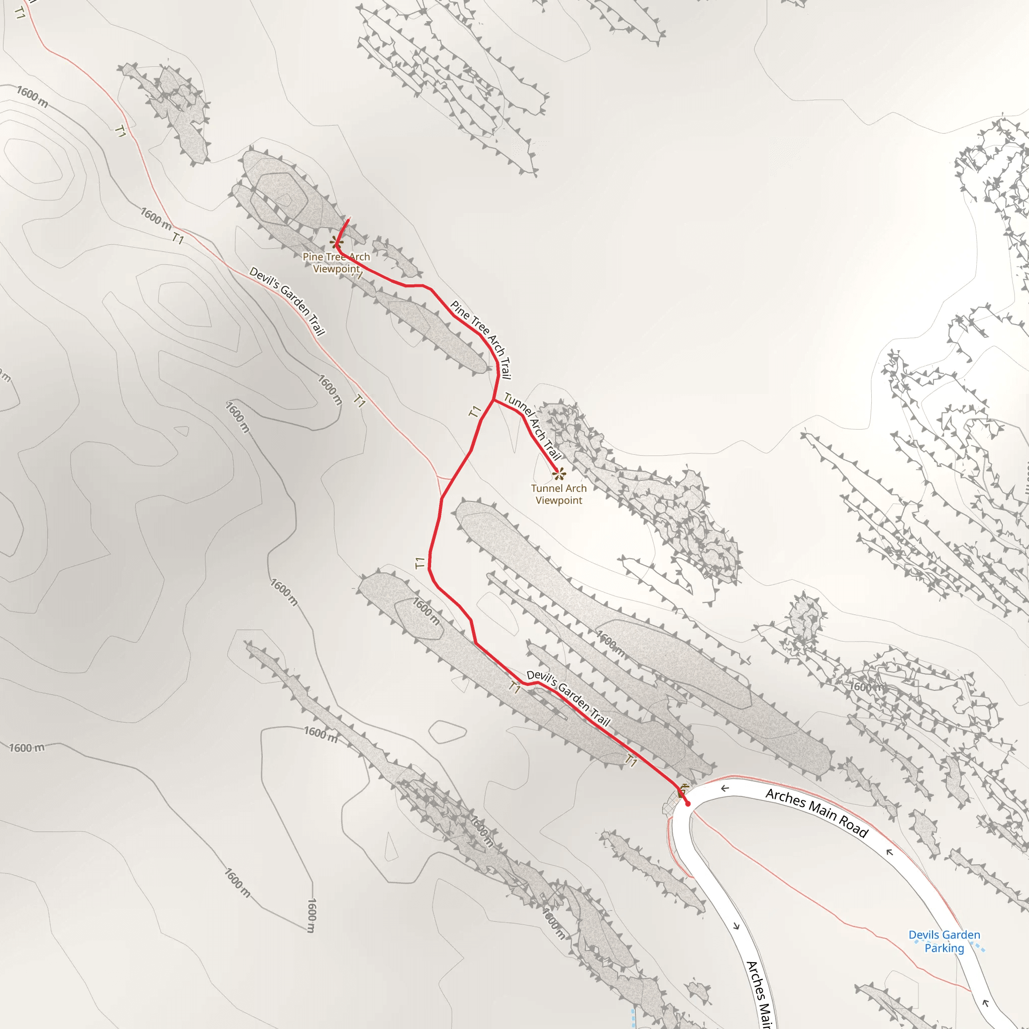 Pine Tree Arch Trail mobile static map