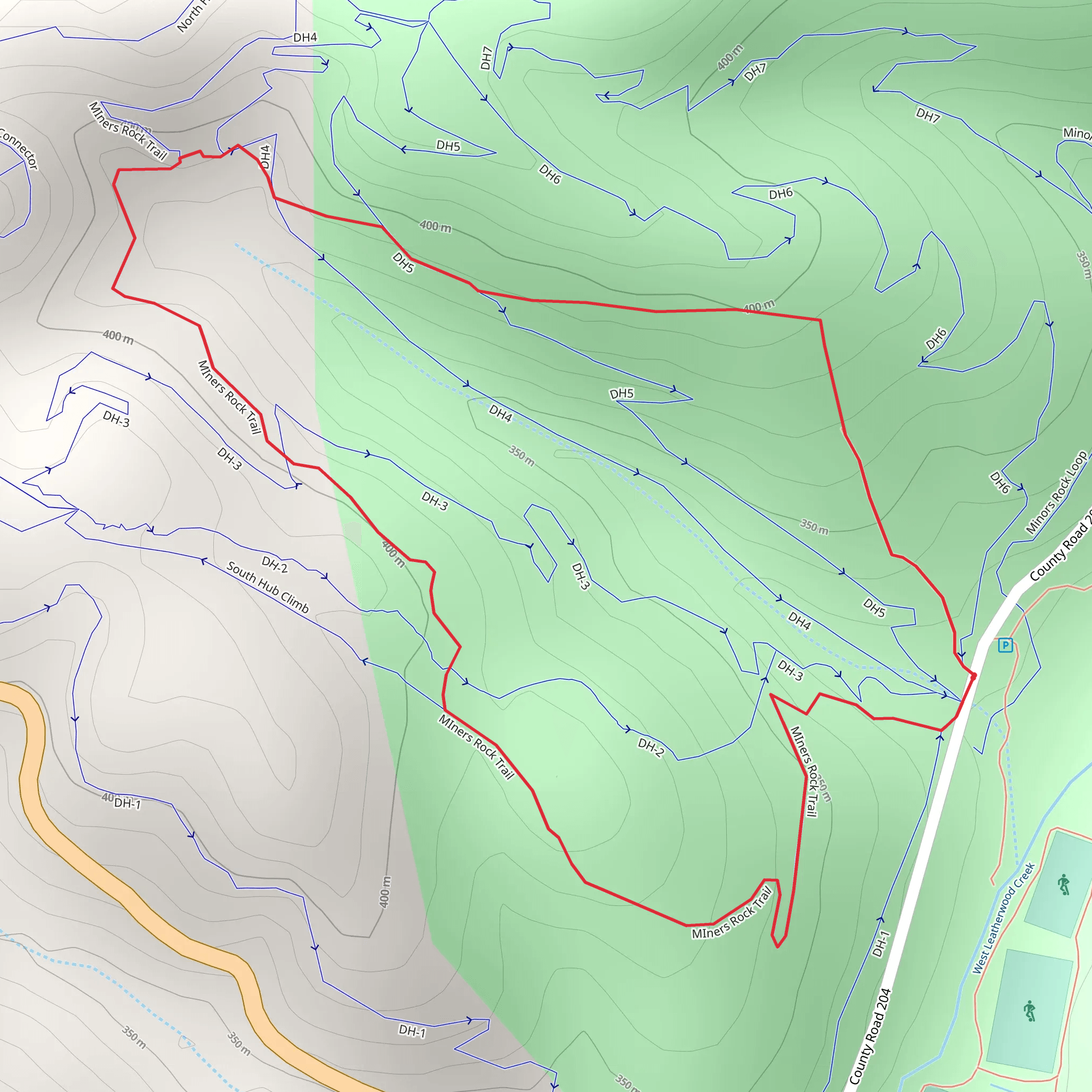 MIners Rock Trail and DH5 Loop mobile static map