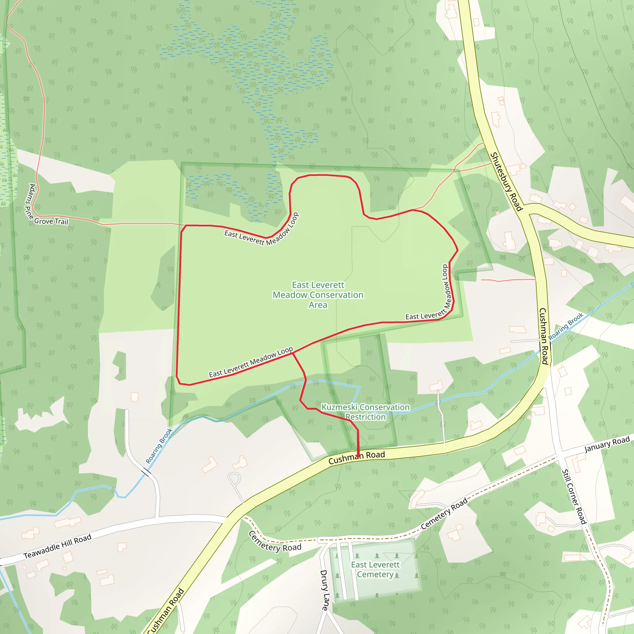 East Leverett Meadow Loop mobile static map