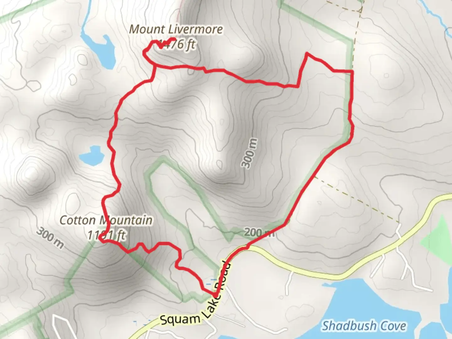 An image depicting the trail Cotton Mountain Mount Livermore Loop Trail and its surrounding area.