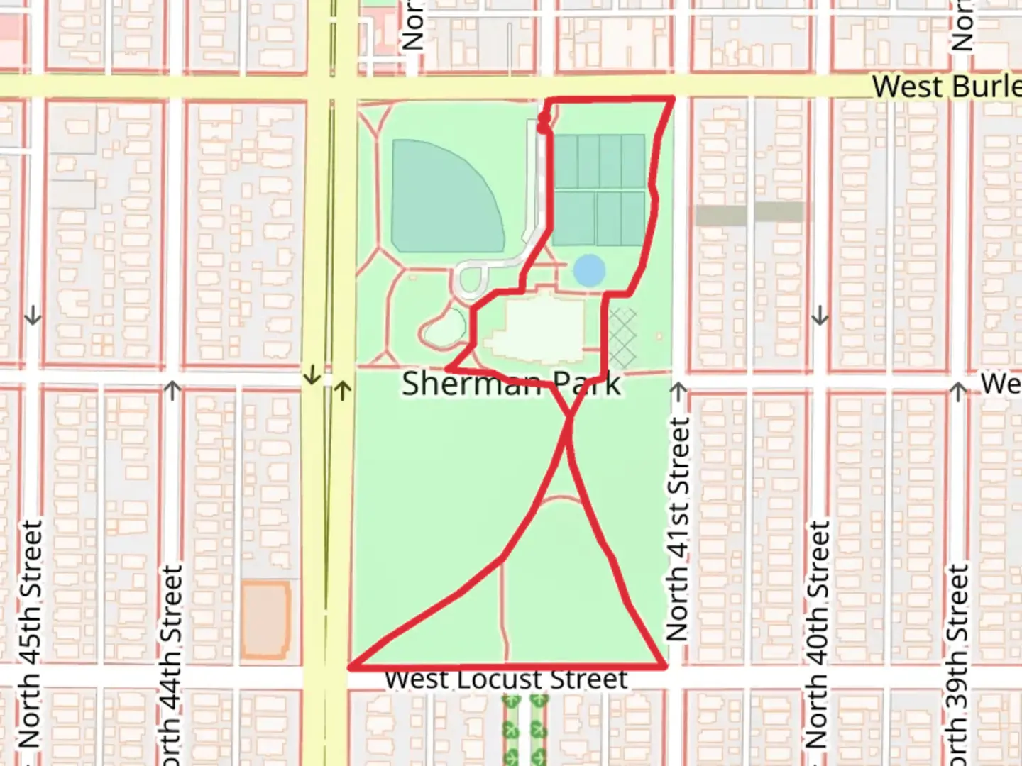 An image depicting the trail Sherman Park Loop and its surrounding area.