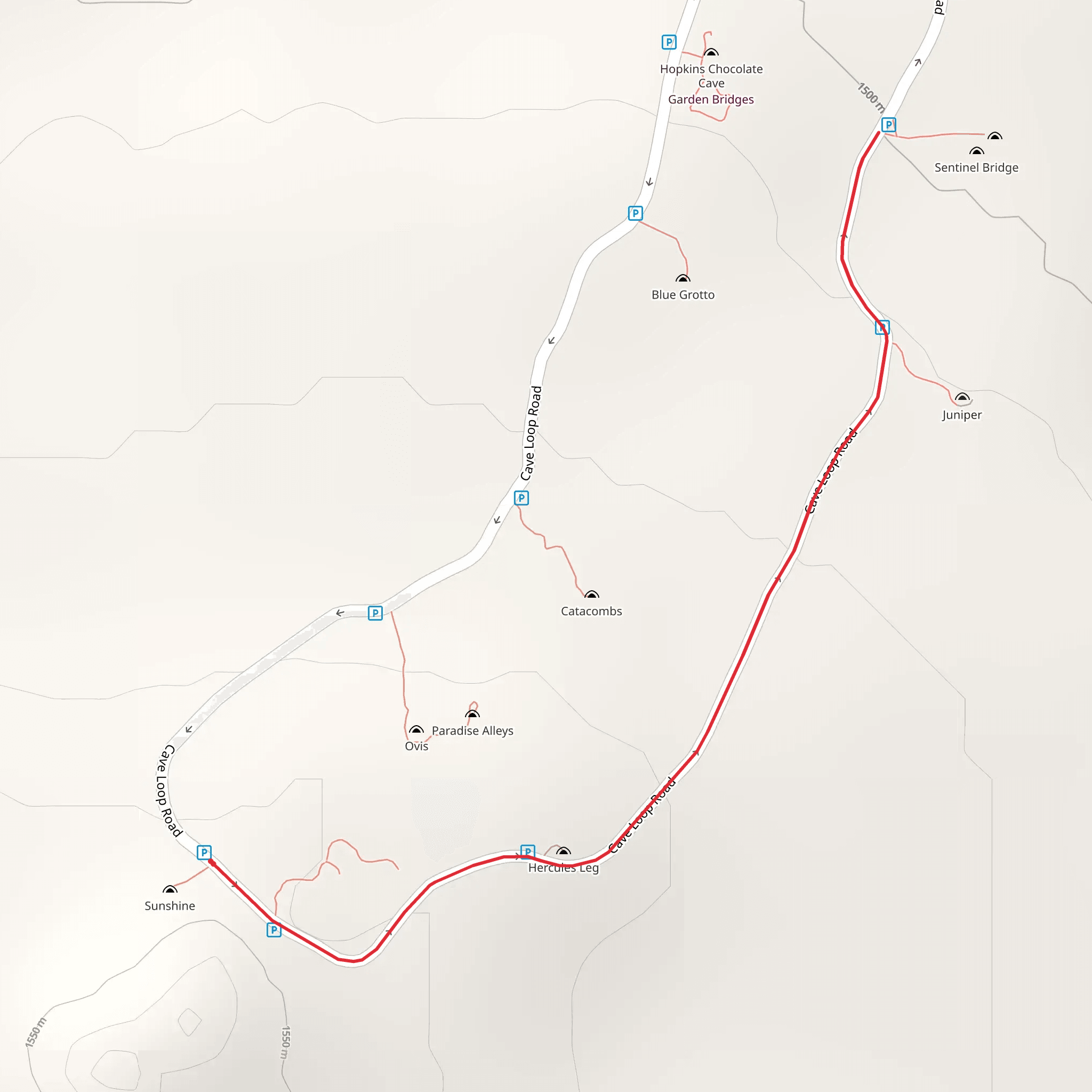 Cave Loop Road - Long mobile static map