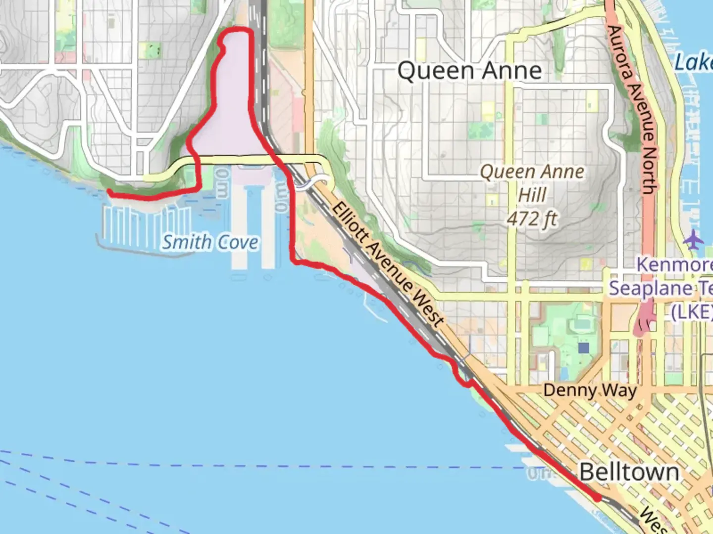 An image depicting the trail Elliott Bay Trail and its surrounding area.