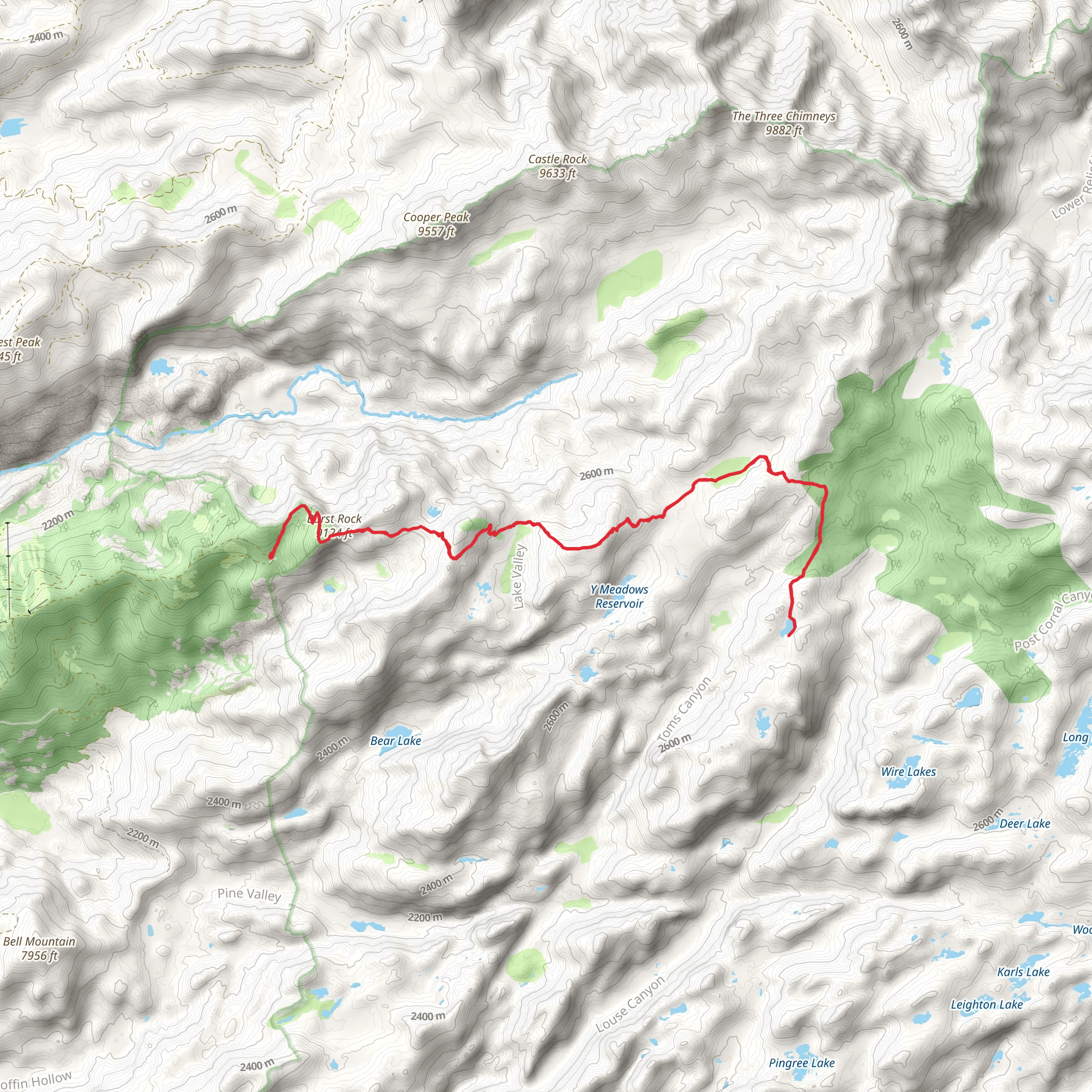 Toejam Lake via Gianelli Trail mobile static map