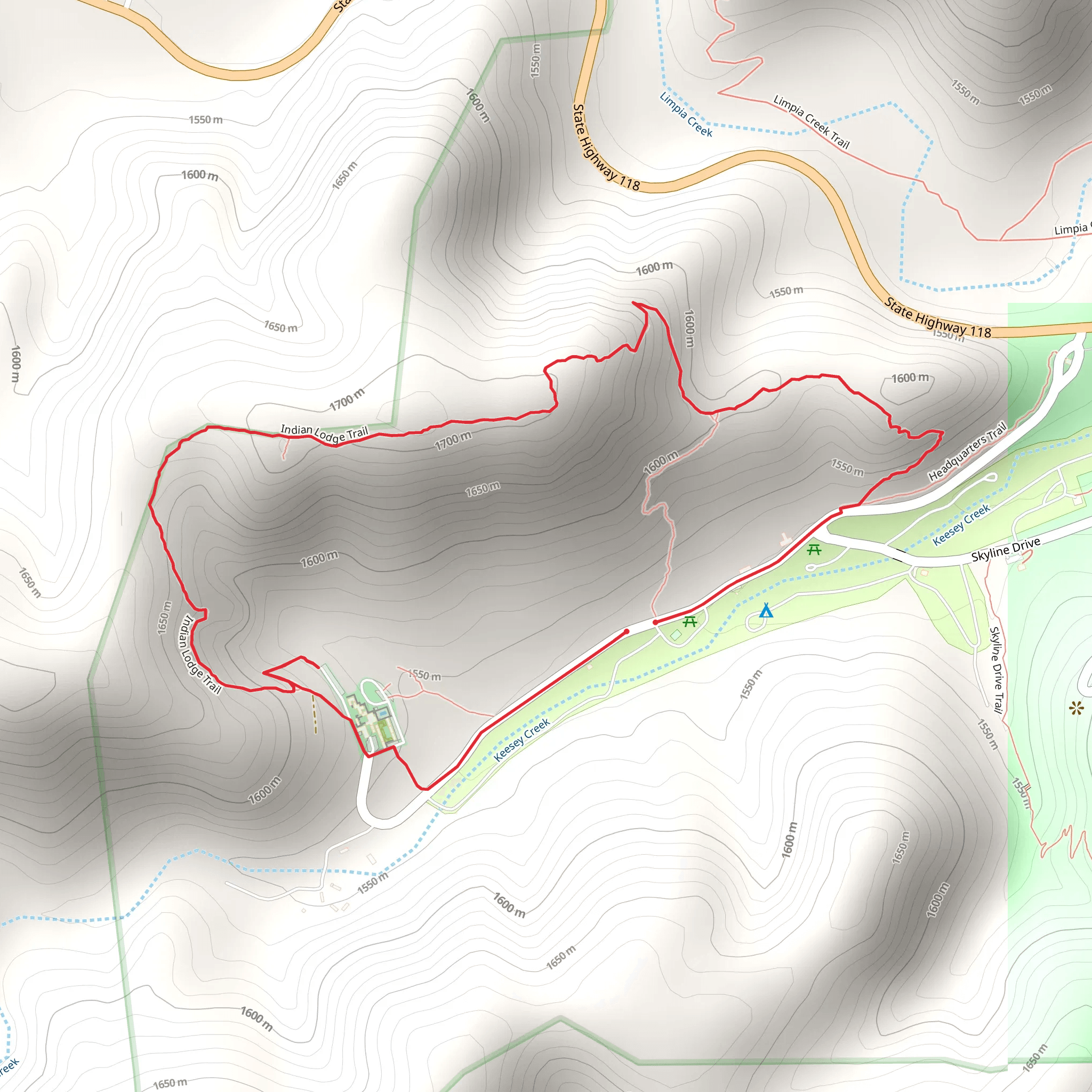 Indian Lodge Big Loop Trail mobile static map