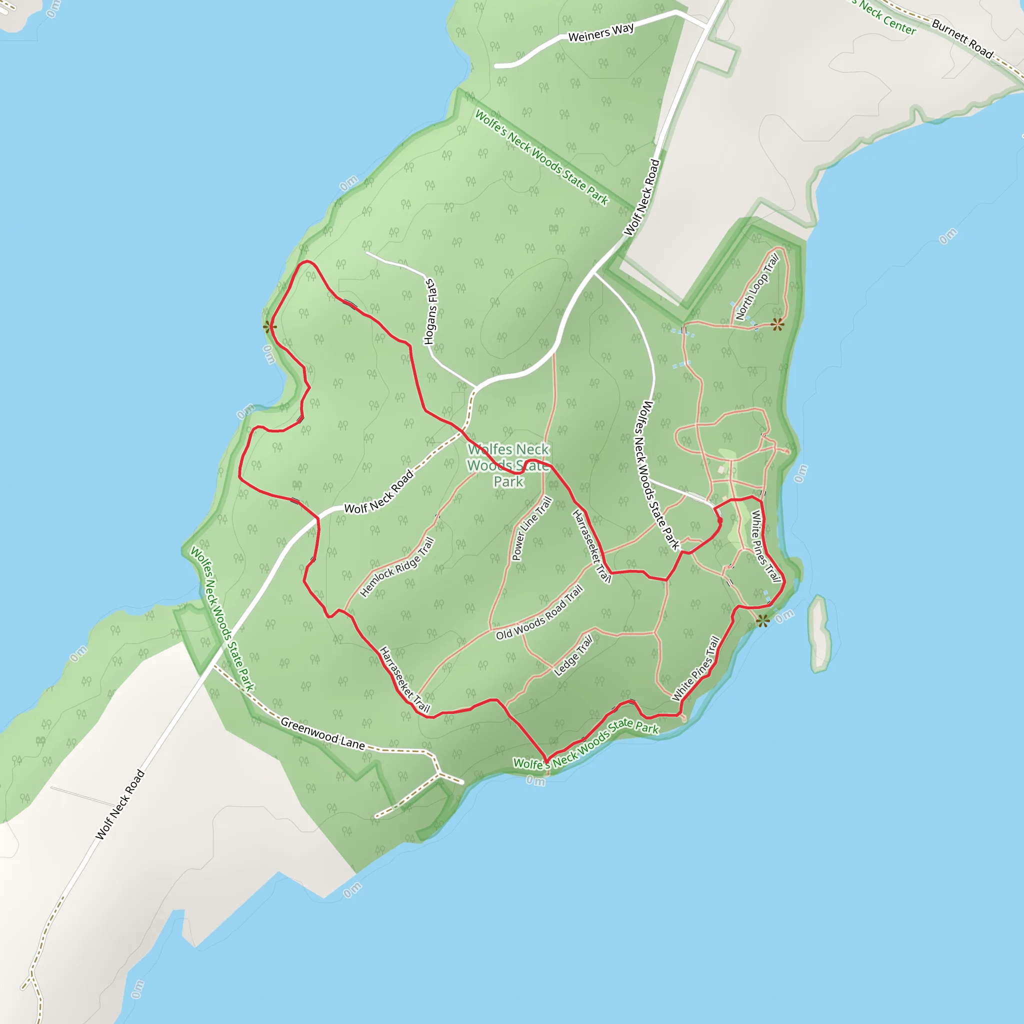 Wolfes Neck Woods State Park Loop mobile static map
