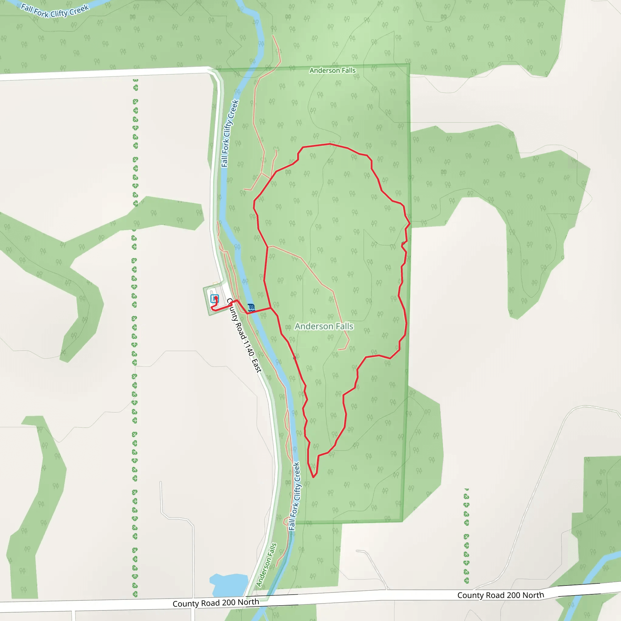 Fall Fork Clifty Creek Loop mobile static map