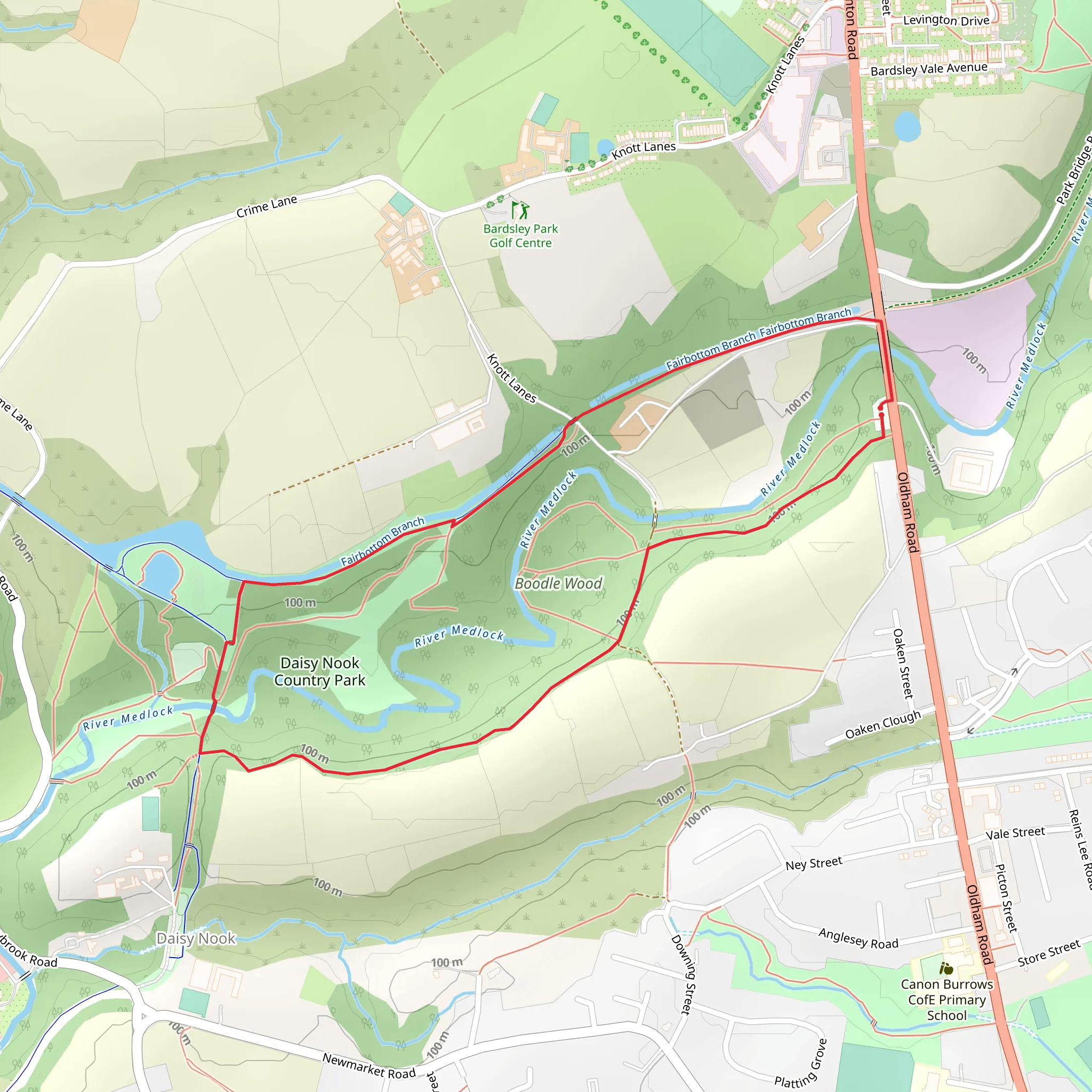 Daisy Nook Country Loop mobile static map