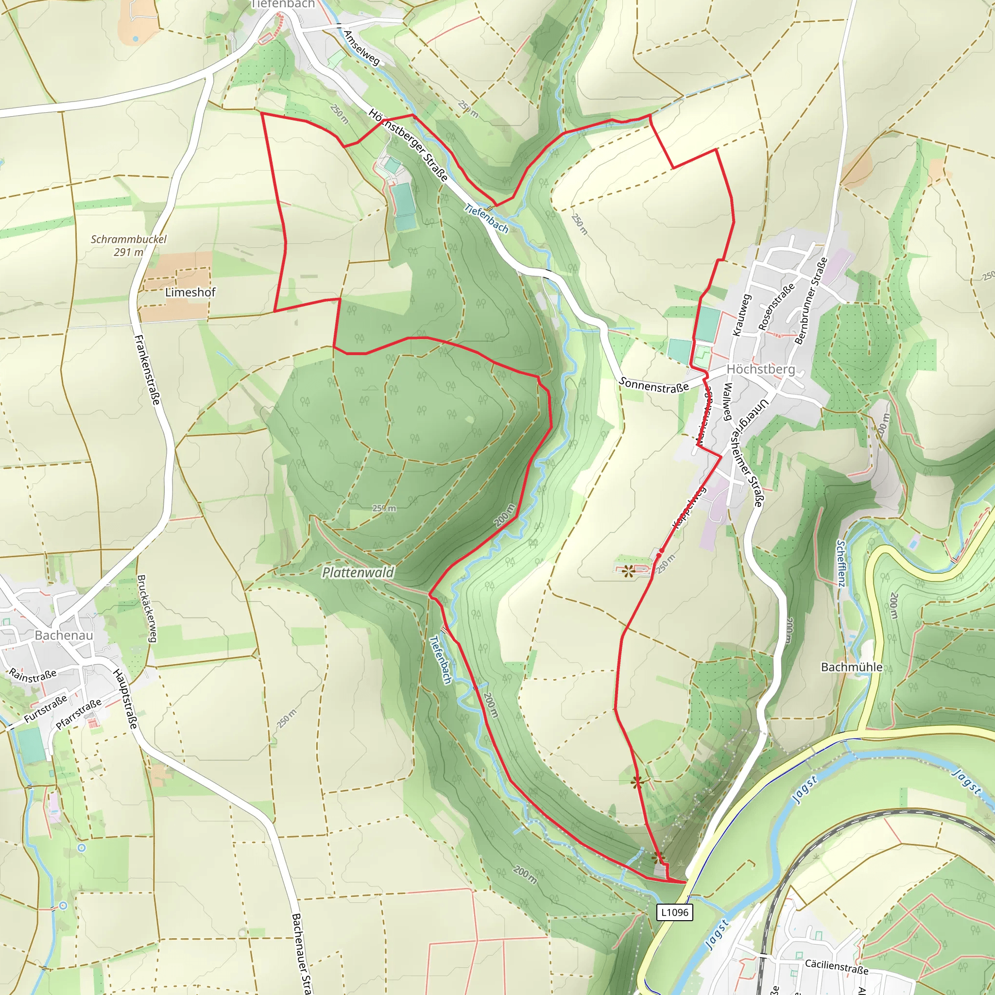 Höchstberg Kirche, Ilgenberg and Plattenwald Loop mobile static map