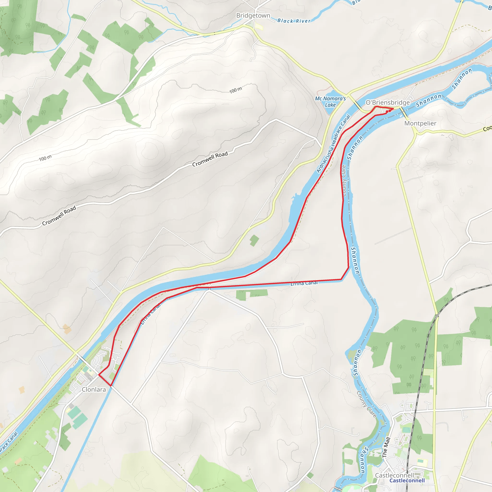O'Briensbridge - Old Barge Loop mobile static map