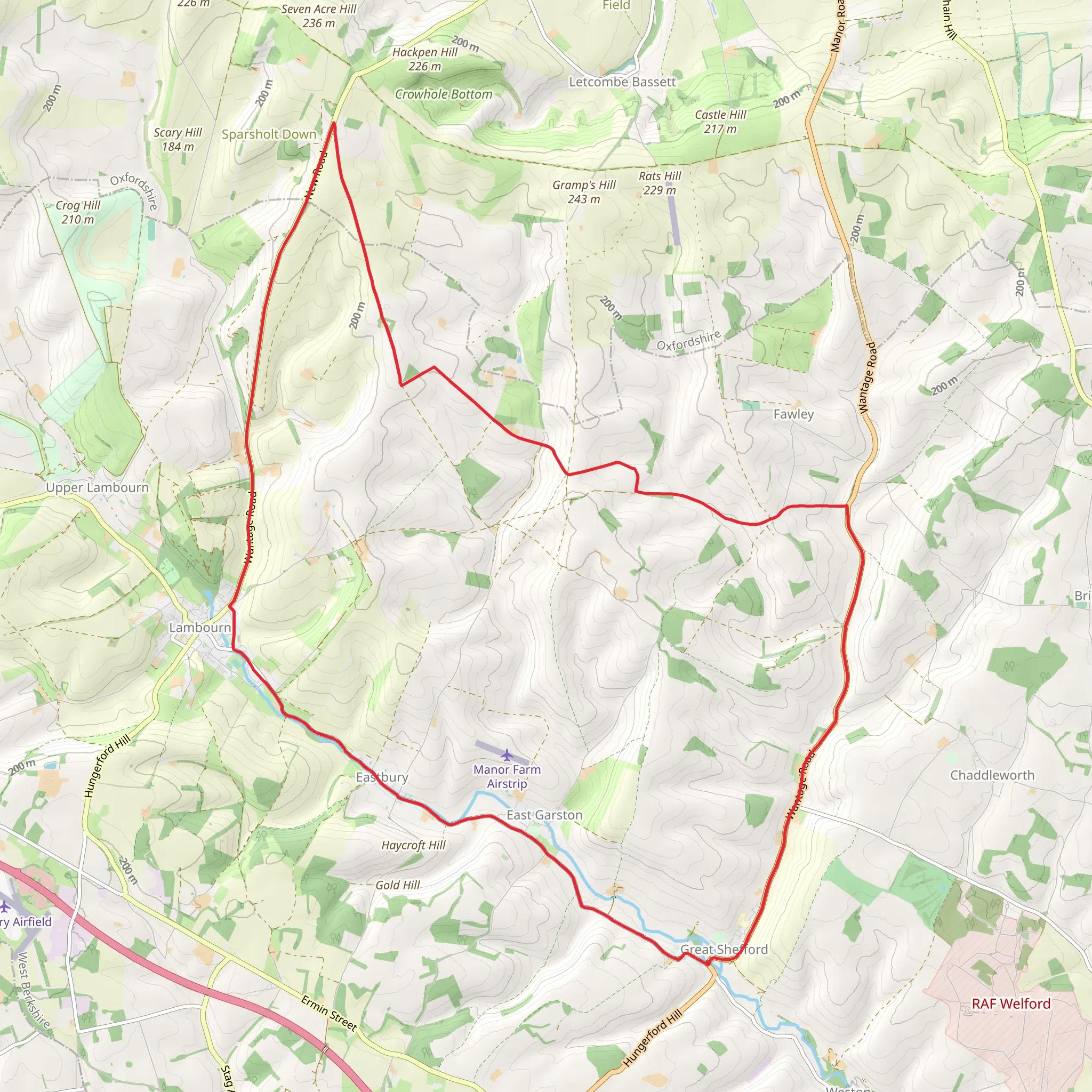Great Shefford, Lambourn and South Fawley Loop mobile static map