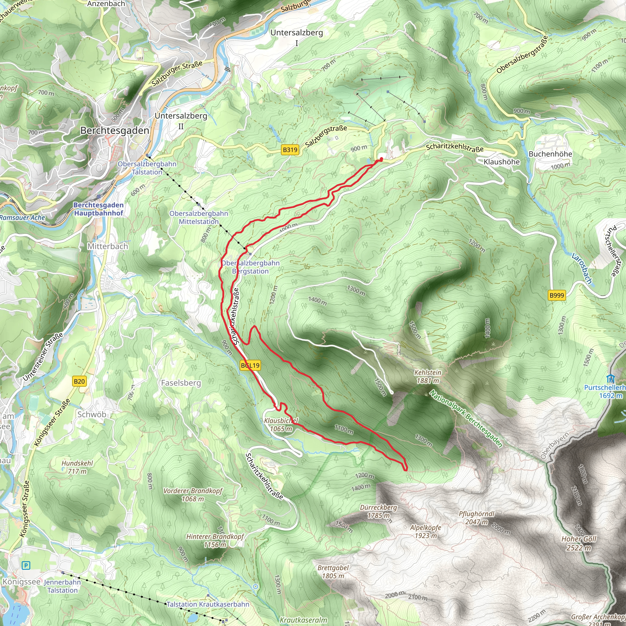Sommerrodelbahn, Klausbichel and Ligeretalm Loop mobile static map