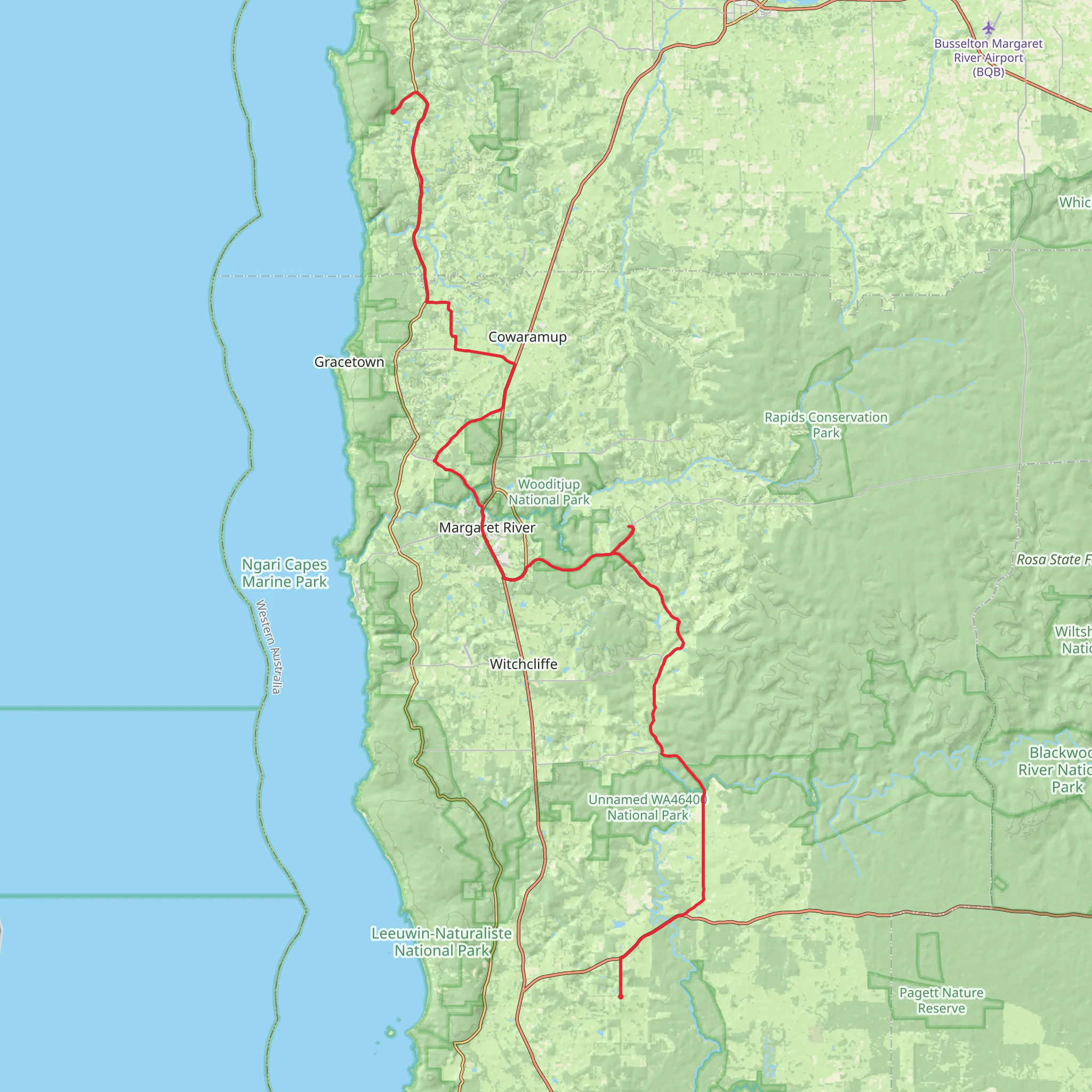 Margaret River Small Family Winery Trail mobile static map