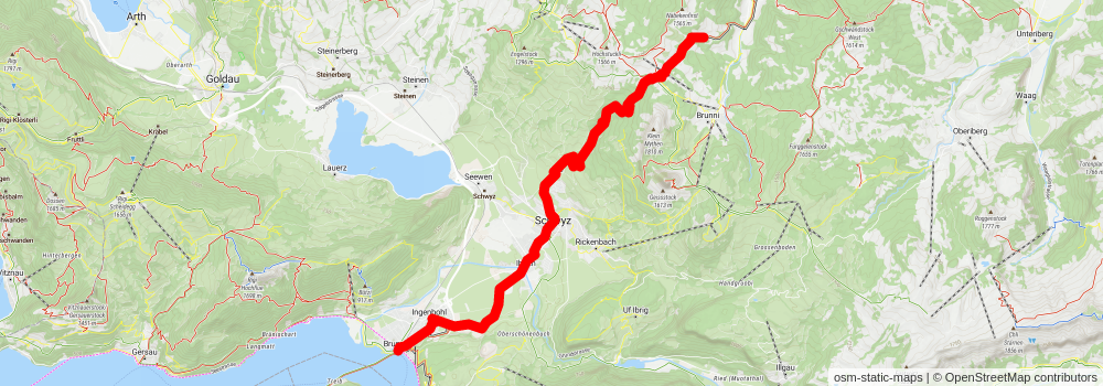 Innerschweiz-Weg - Einsiedeln - Brunnen stage 2 Map