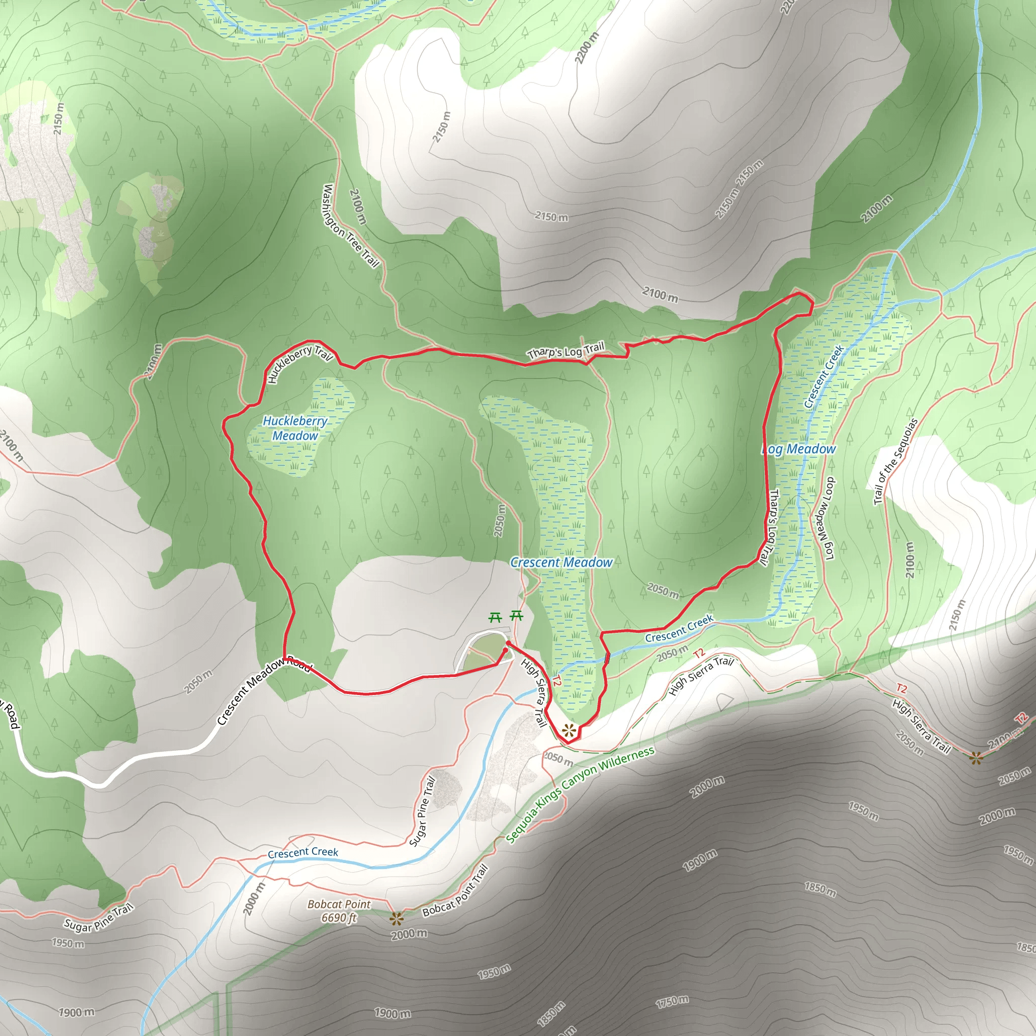 Tharp's Log Trail and Huckleberry Loop Trail mobile static map