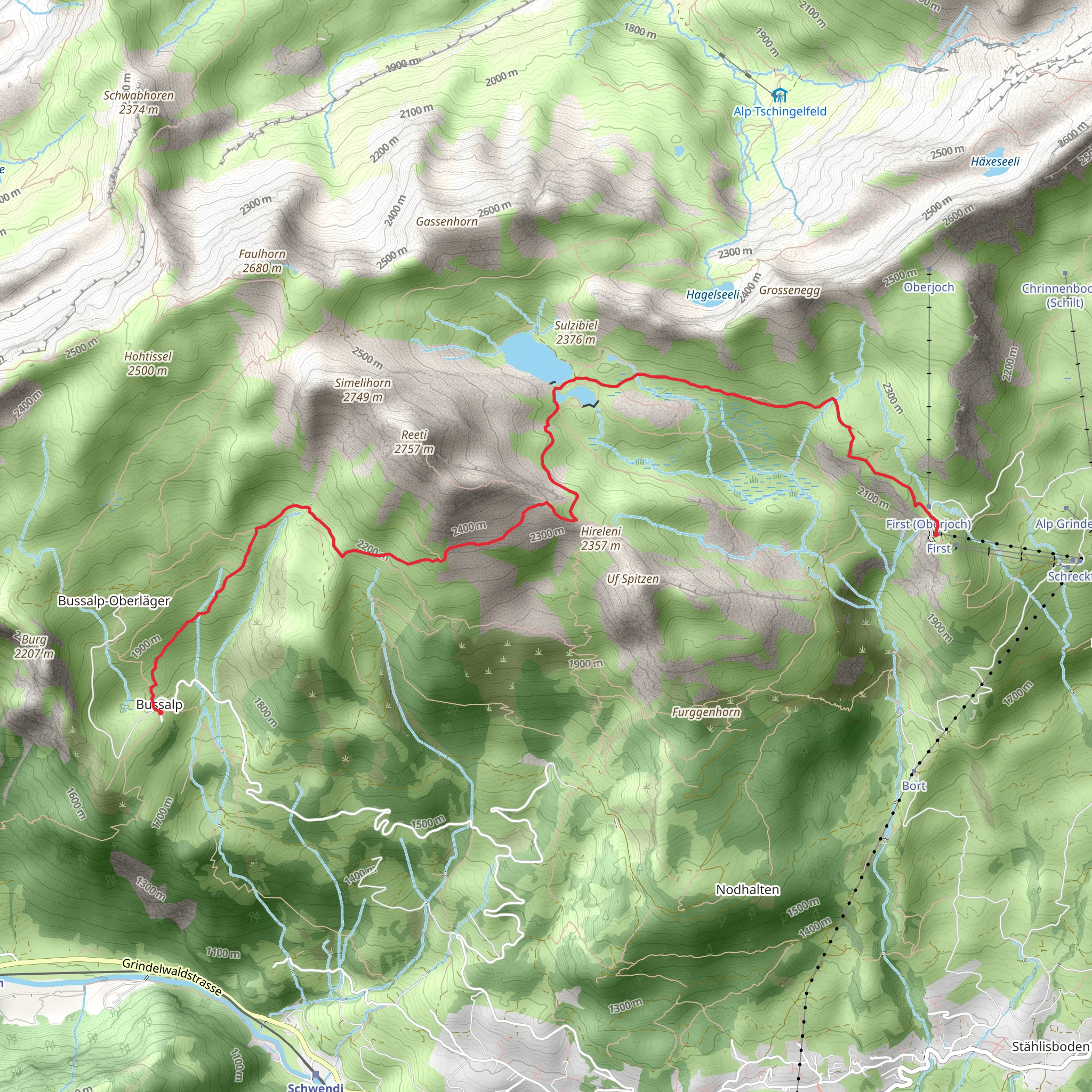 First - Bachalpsee - Hireleni - Bussalp No 3 mobile static map