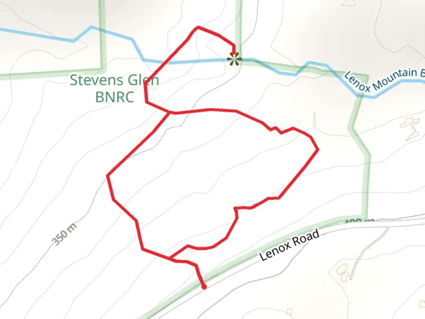 An image depicting the trail Stevens Glen Loop Trail and its surrounding area.