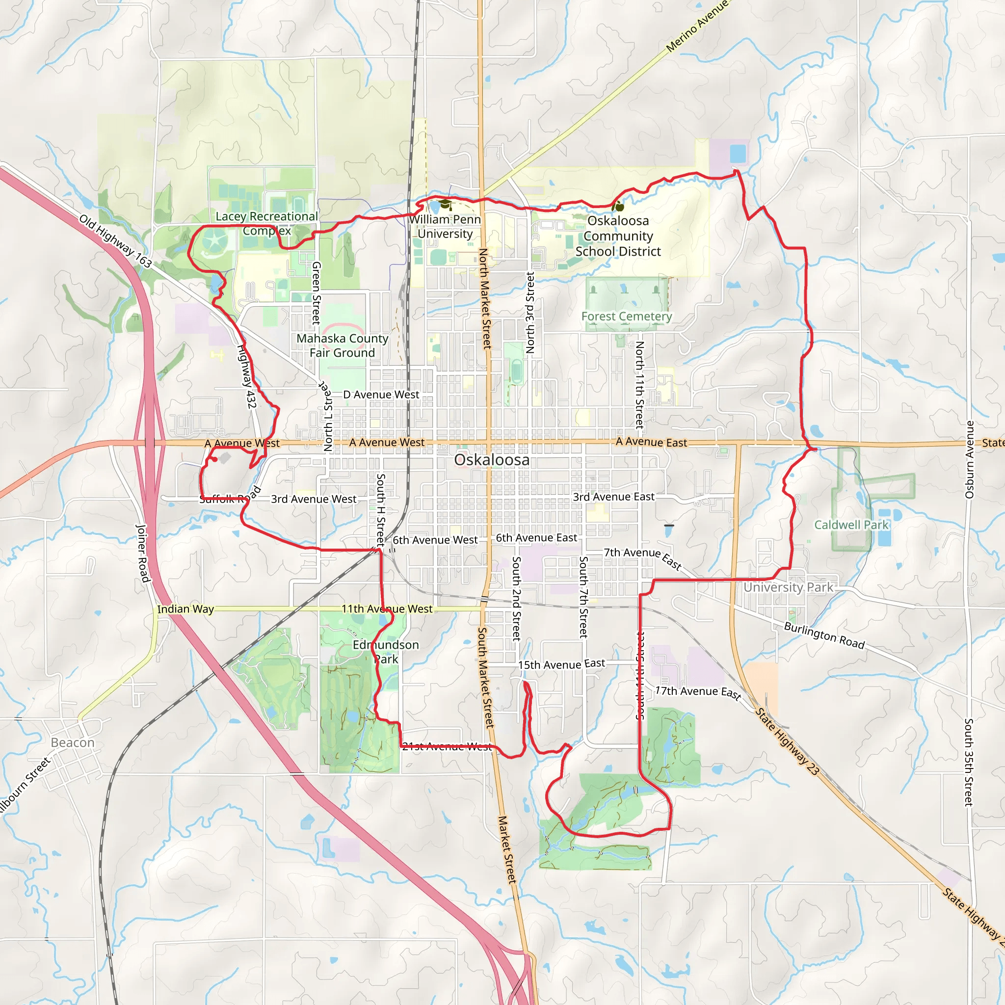 Mahaska Community Recreation Loop Trail mobile static map