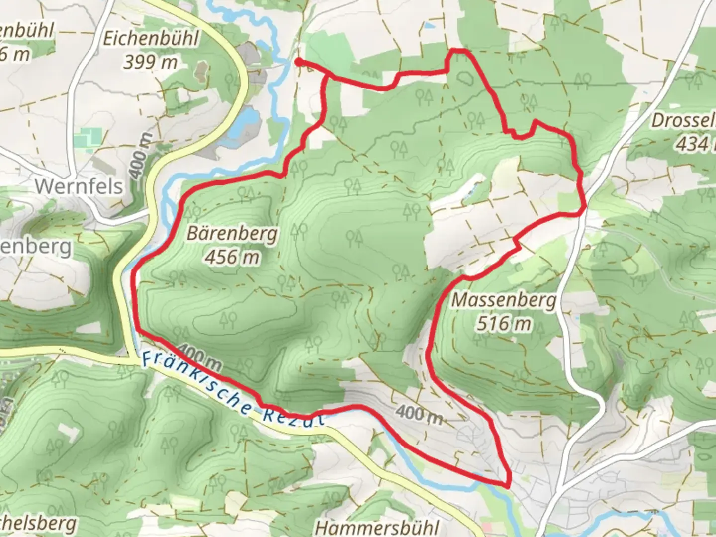 An image depicting the trail Spalt IVV 10 and 13 and its surrounding area.