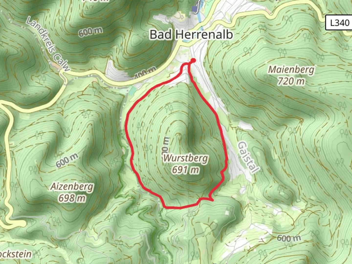 An image depicting the trail Wurstberg Loop and its surrounding area.
