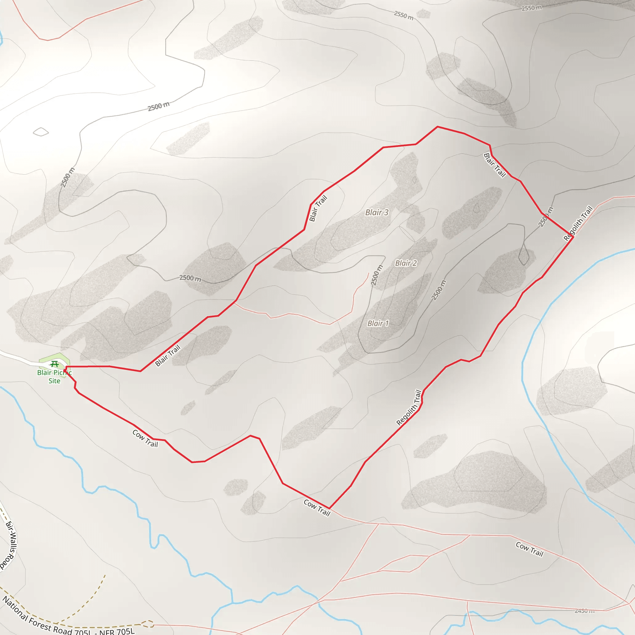 Blair, Regolith and Cow Loop Trail mobile static map