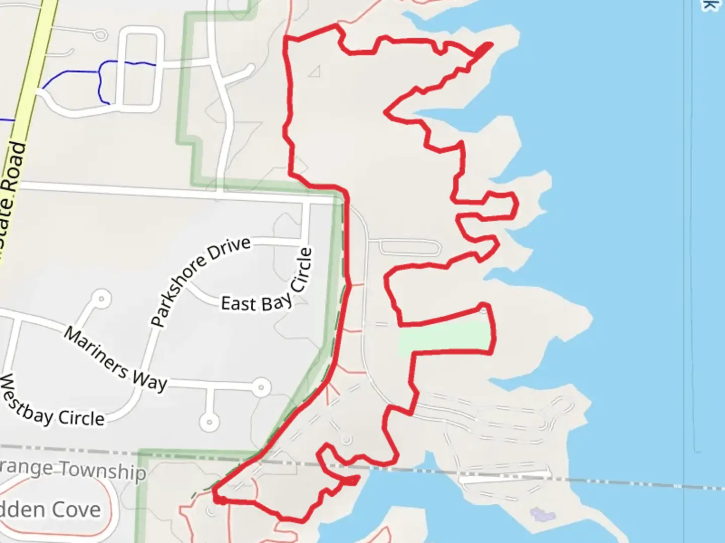 An image depicting the trail Park Office Hollenback Trail and Rocks and Roots North Loop Trail and its surrounding area.