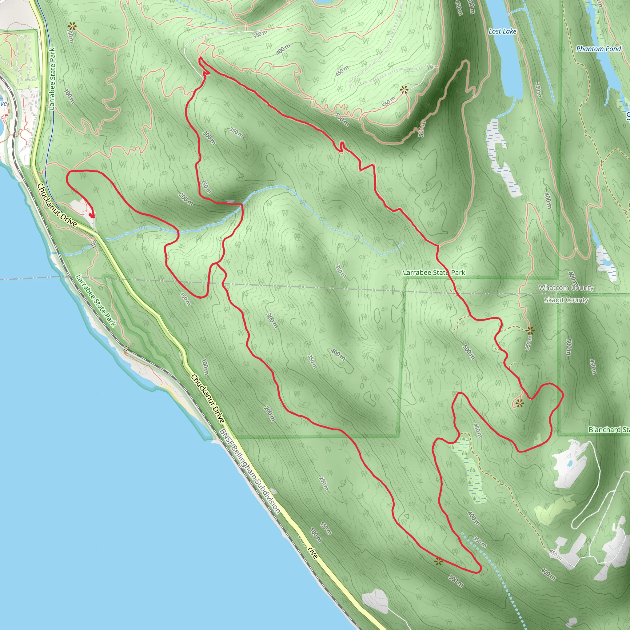 Larrabee and South Lost Lake Trail mobile static map