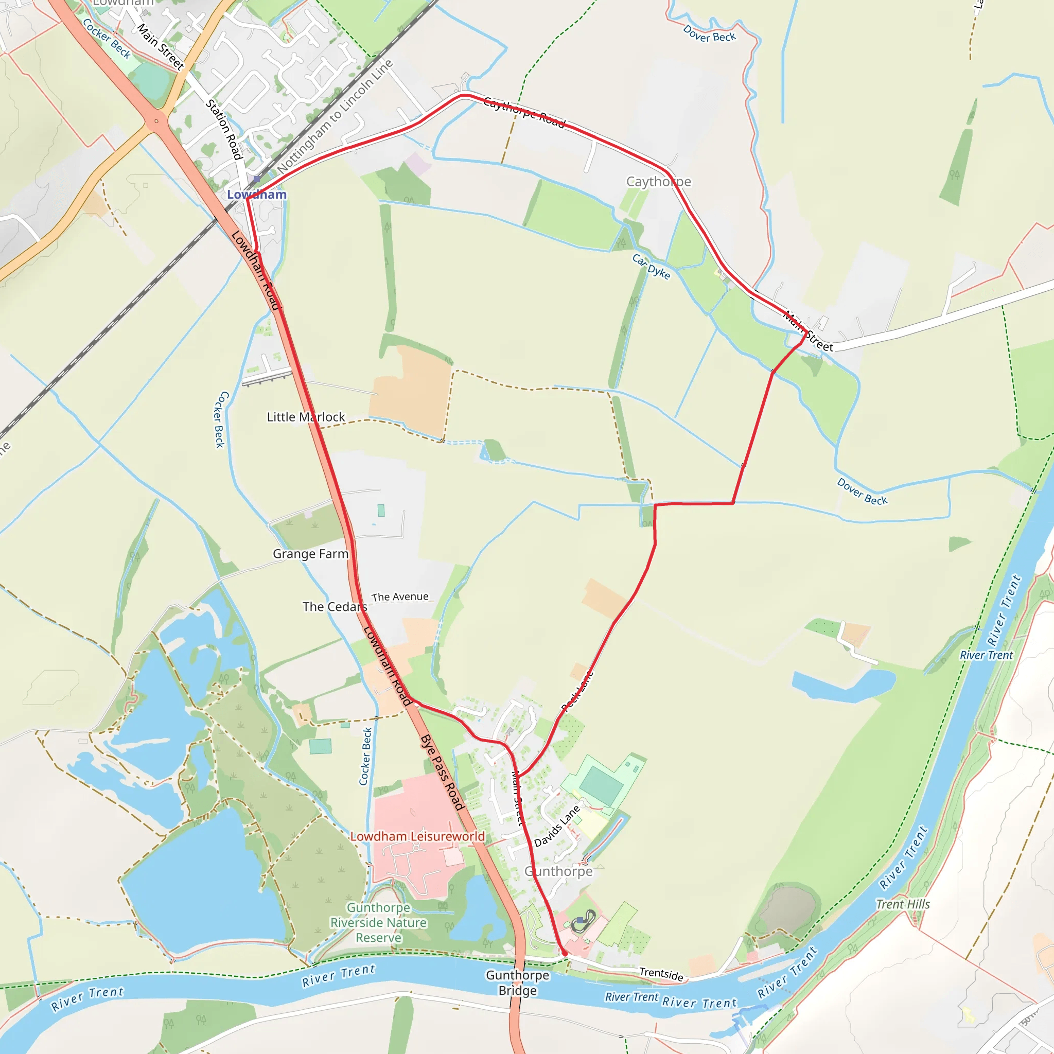Gunthorpe, Caythorpe and Lowdham Loop mobile static map