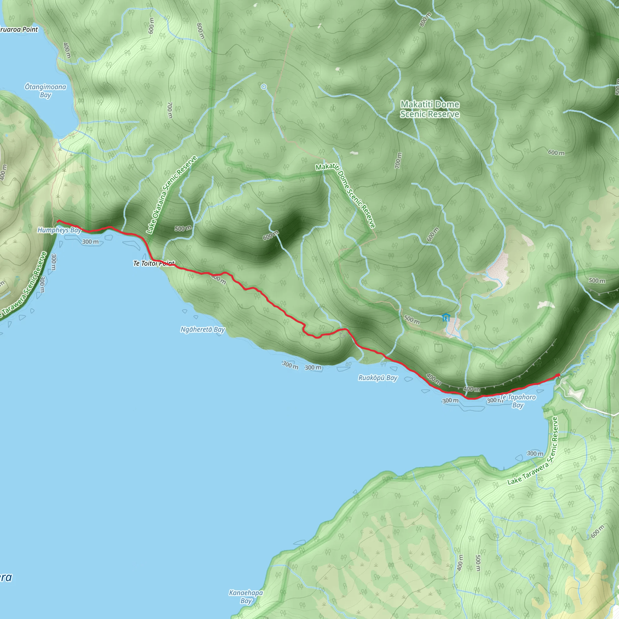 Tarawera Outlet to Humphries Bay mobile static map