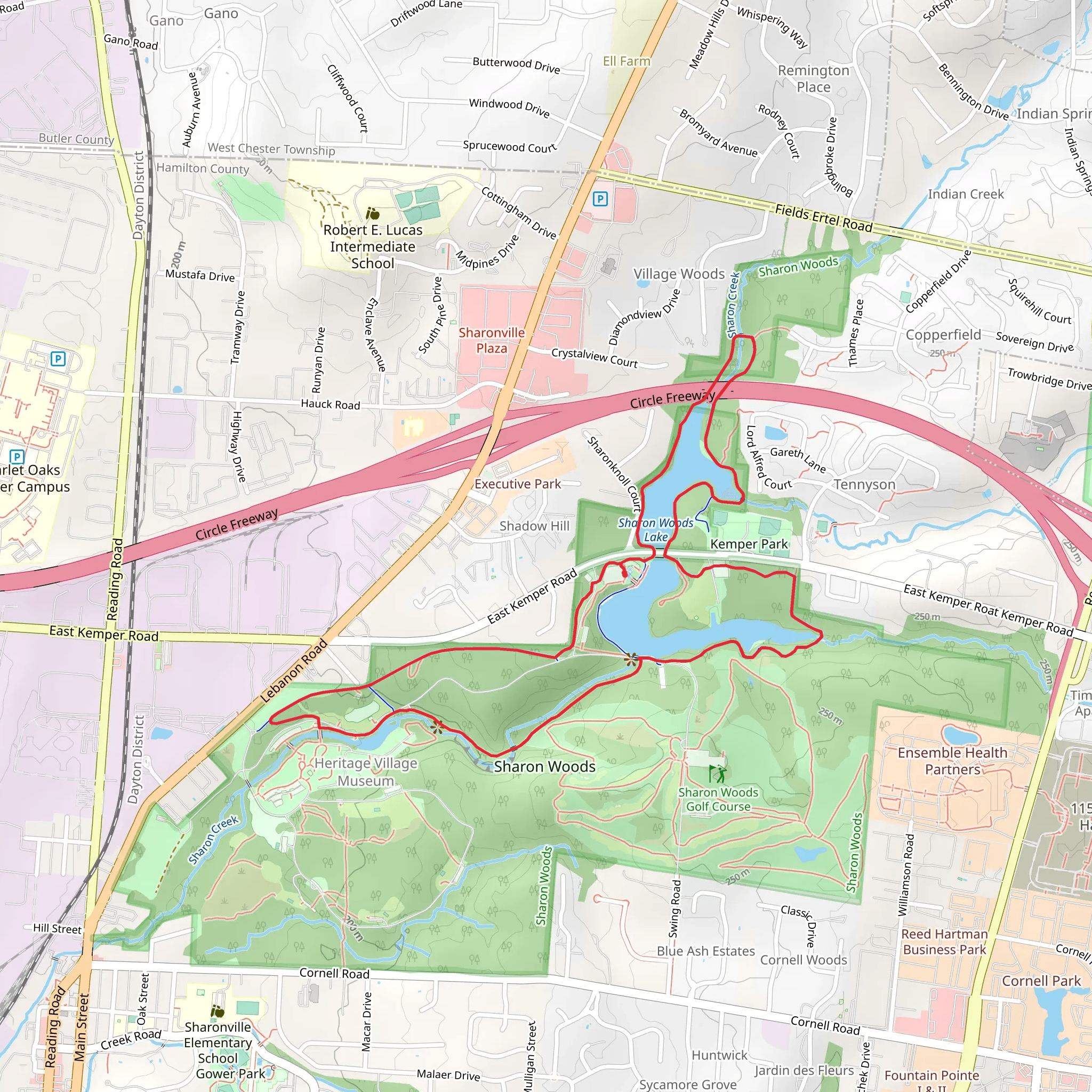 Sharon Woods Lake and George Trail Loop mobile static map