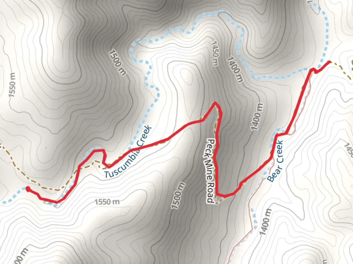 An image depicting the trail Peck Canyon via Battle Flat Trail and its surrounding area.