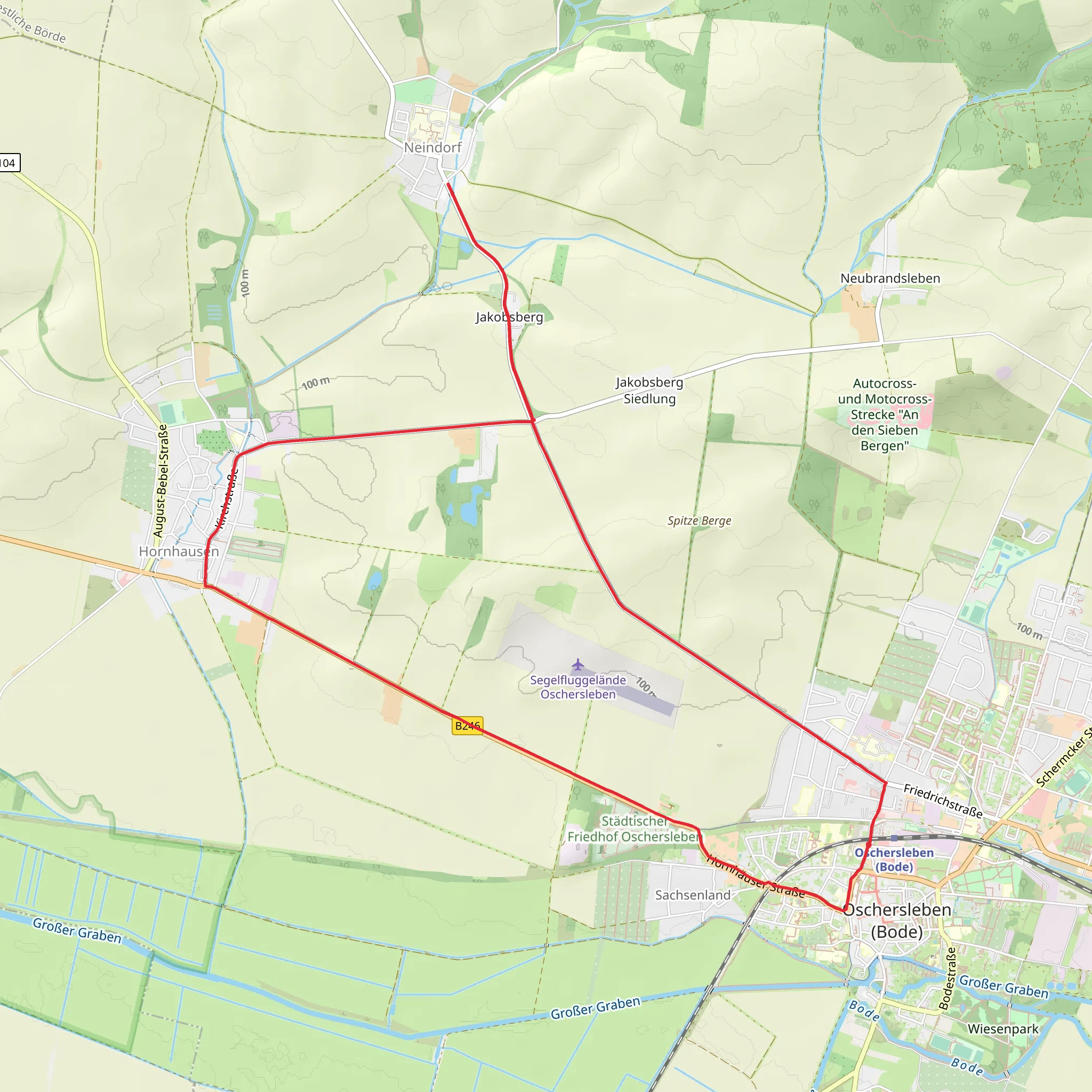 Oschersleben to Neindorf and Hornhausen Loop mobile static map