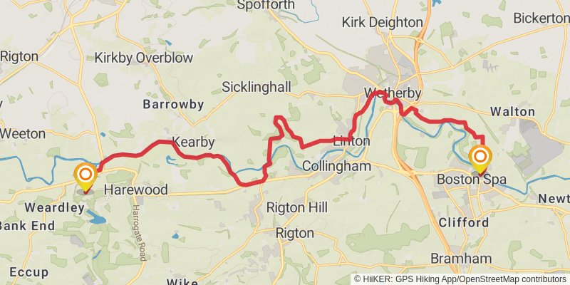 Lancaster to Ulleskelf Walk stage 7 Map