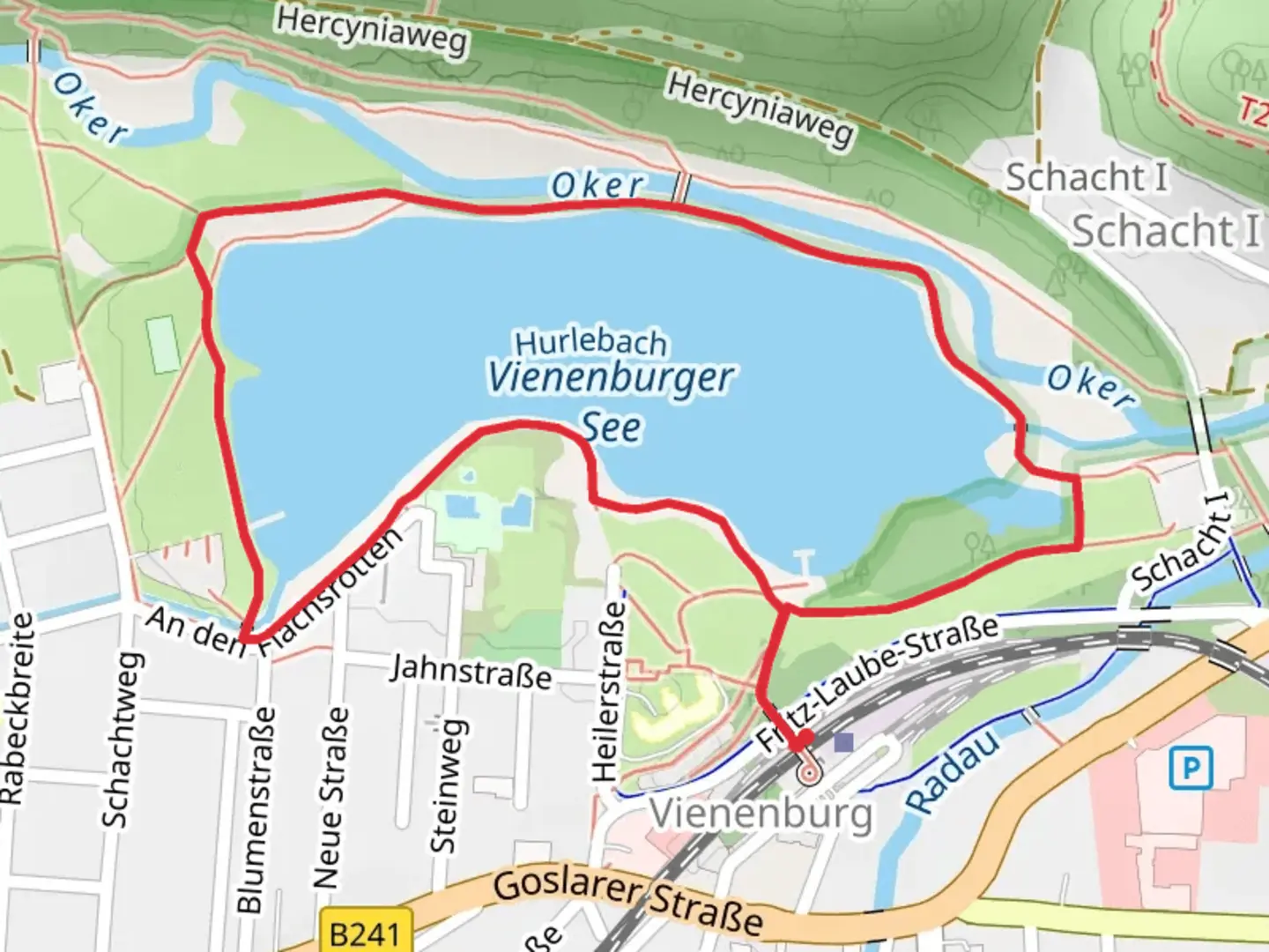 An image depicting the trail Vienenburger See Loop and its surrounding area.