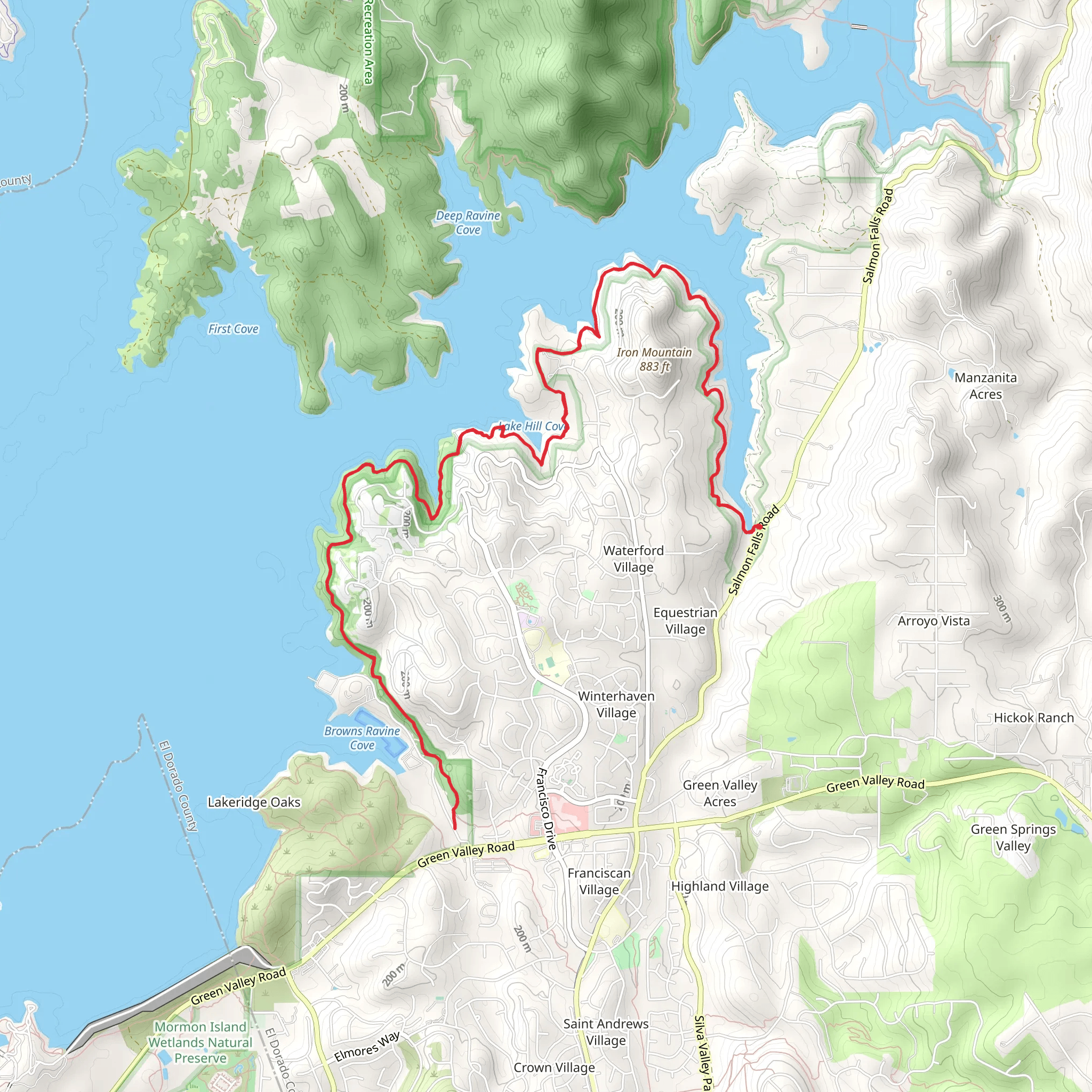 Browns Ravine Trail mobile static map