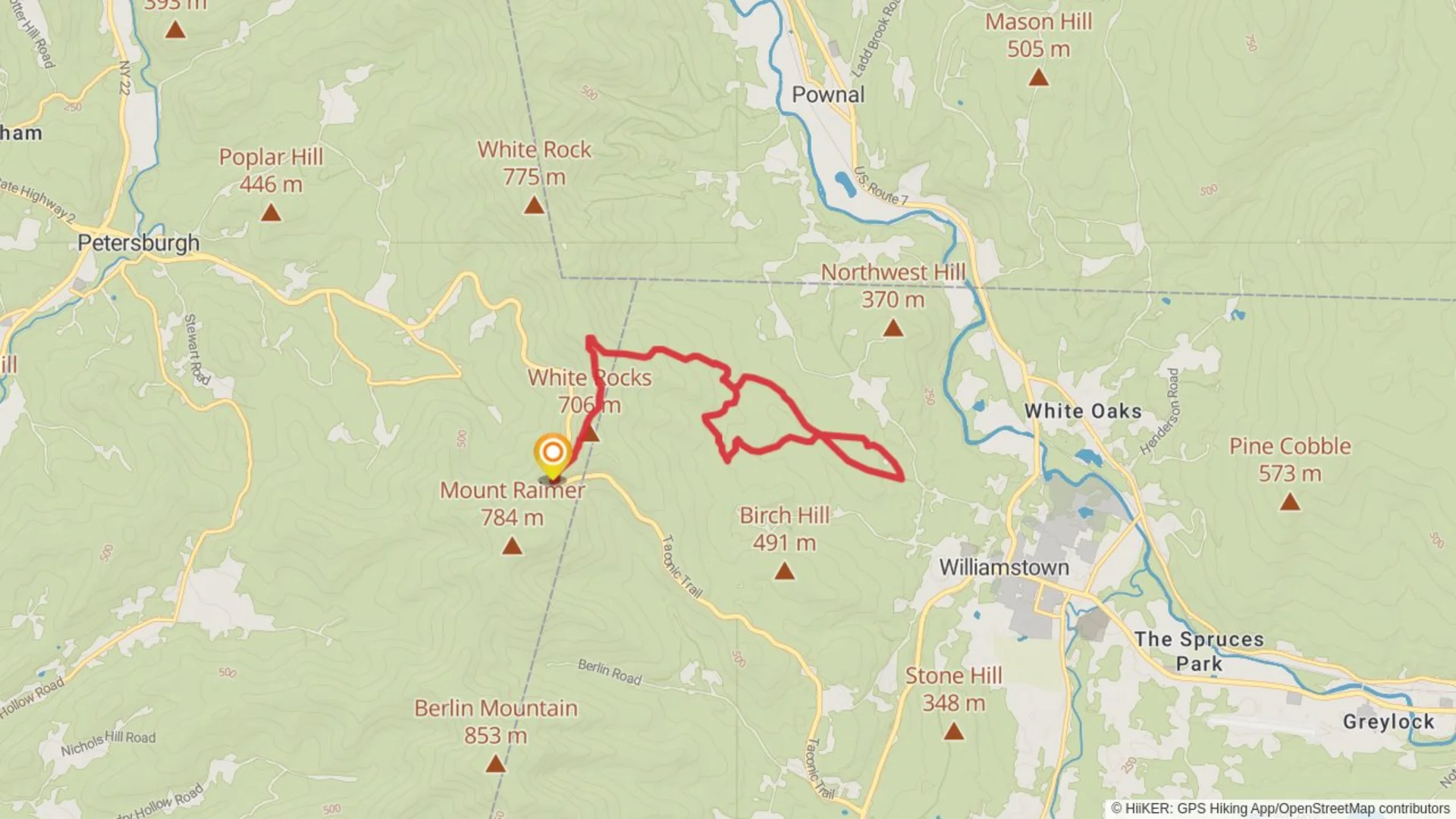 An image depicting the trail White Rocks and Smith Hill via Birch Brook and its surrounding area.