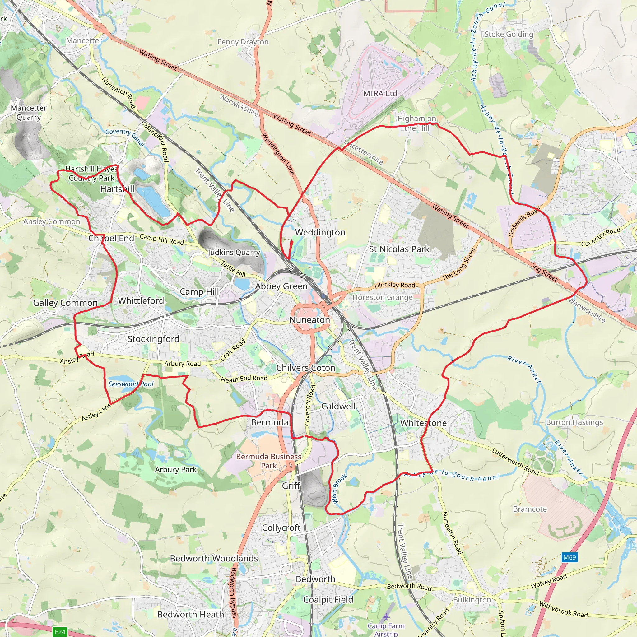 Nuneaton Rotary Walk mobile static map