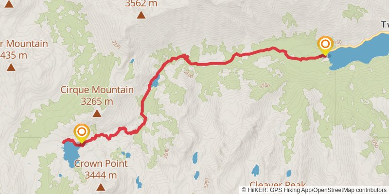 Twin Lakes to Peeler Lake Trail stage 2 Map