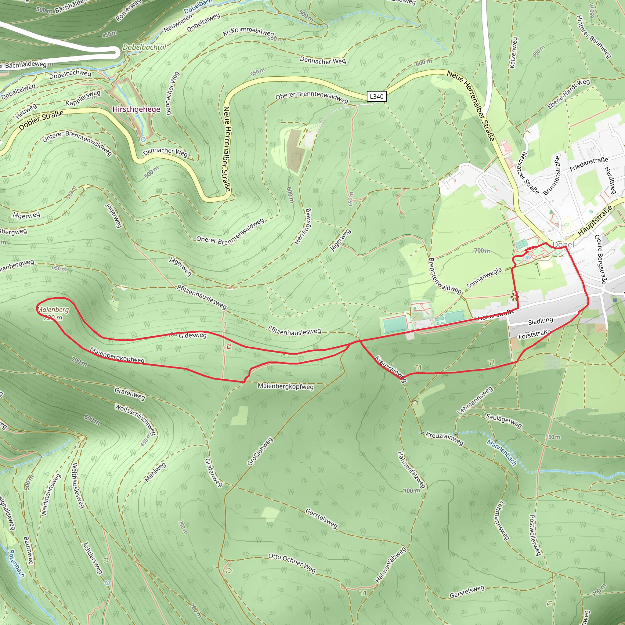 Kurpark and Maienberg Loop - Krezwasen mobile static map