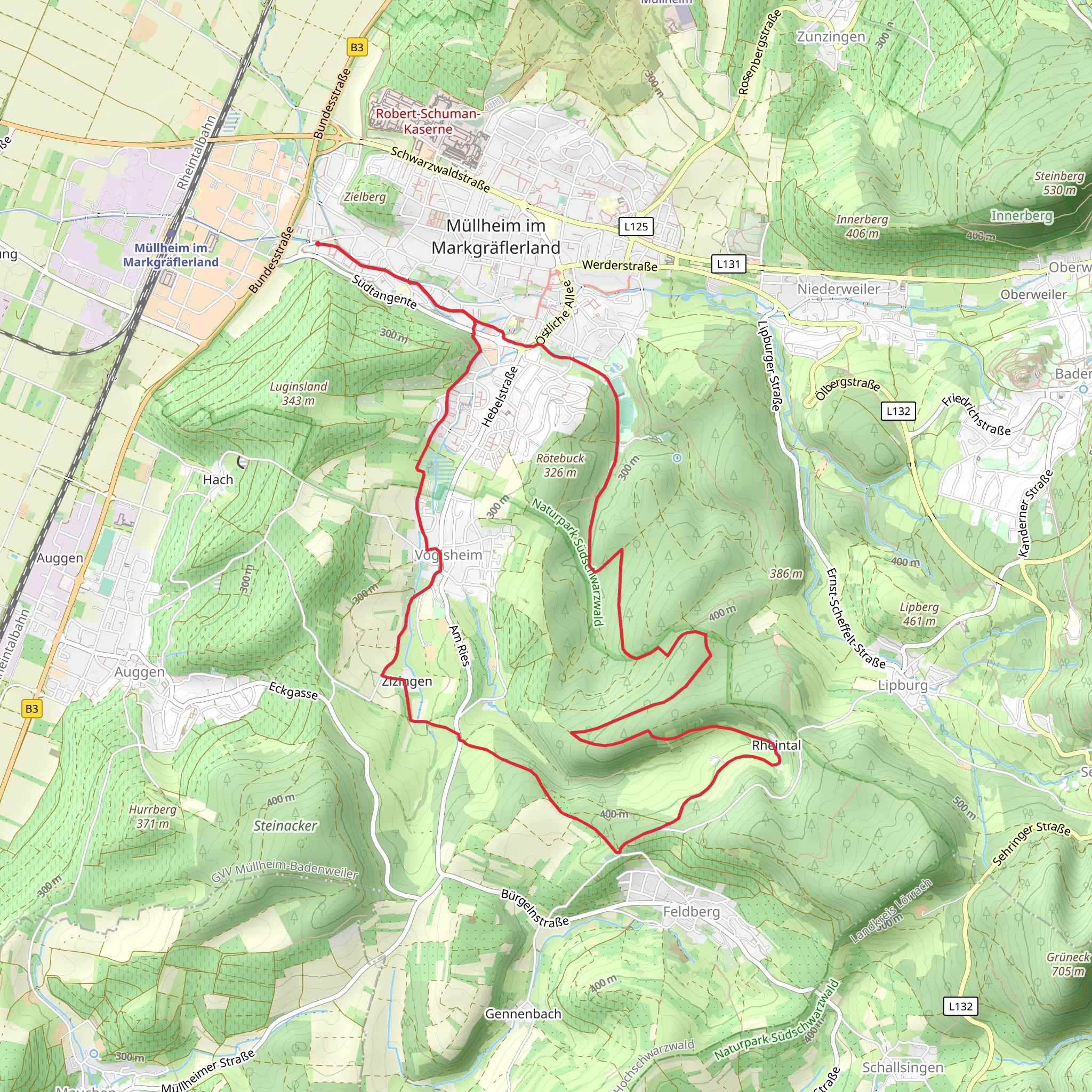 Eichwald, Kuhberg and Zizingen Loop mobile static map