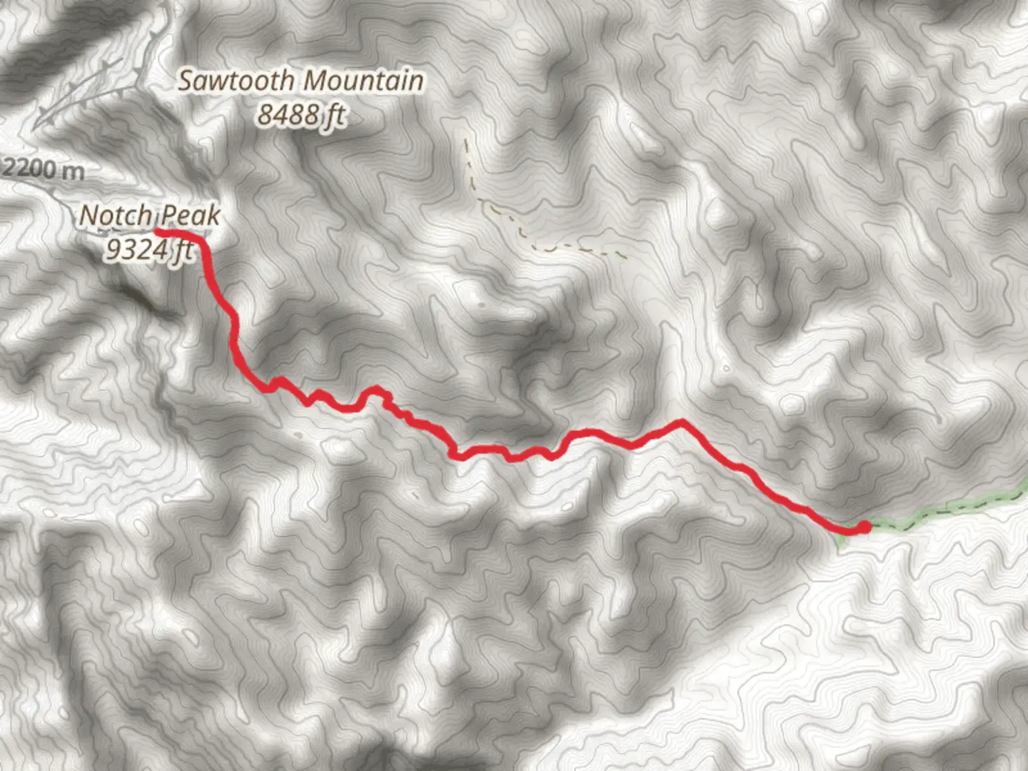 An image depicting the trail Notch Peak Trail and its surrounding area.