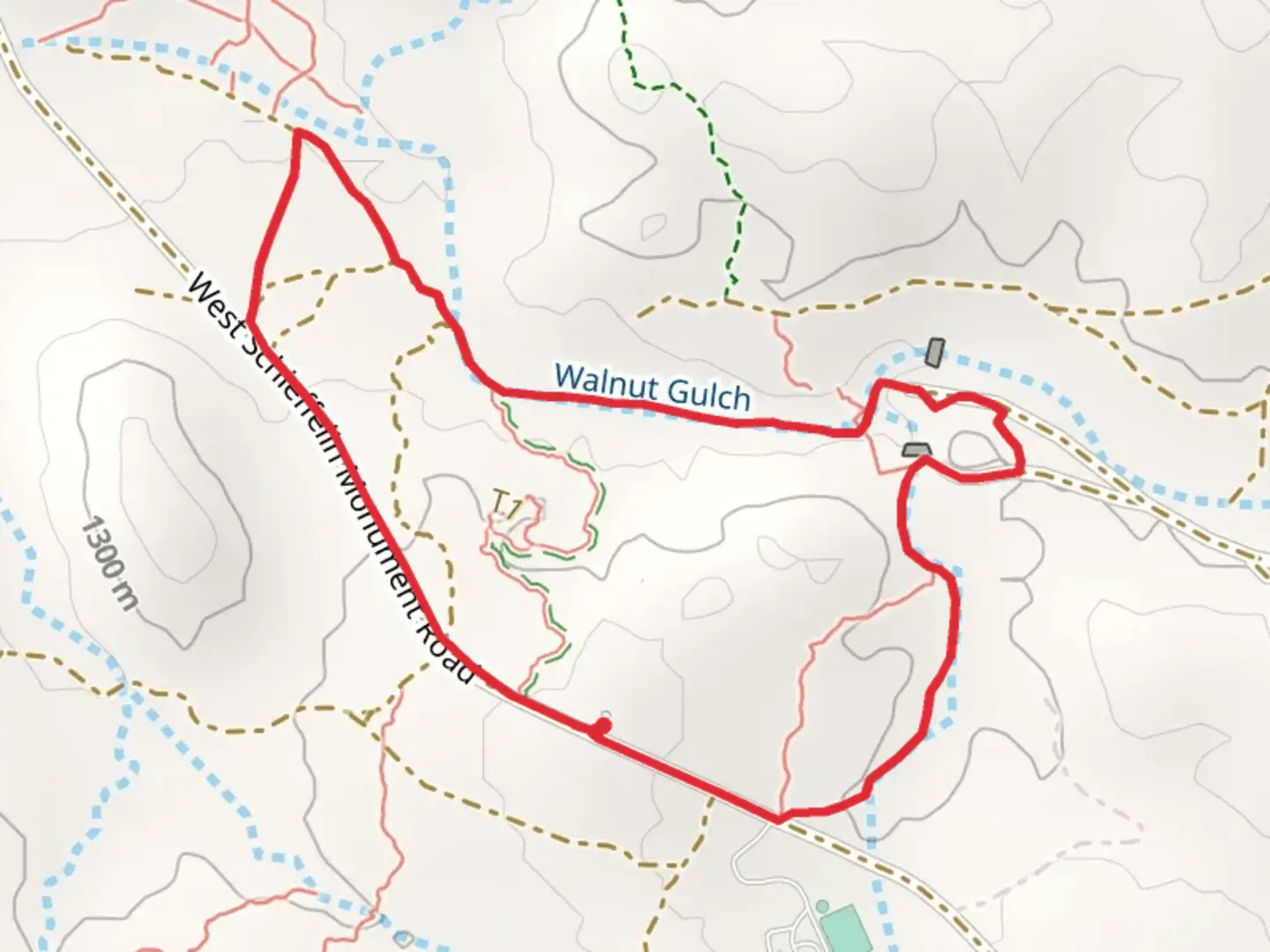 An image depicting the trail Walnut Gulch and West Schieffelin Monument Road Loop and its surrounding area.