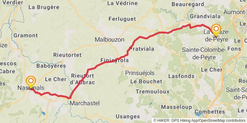 GR 65 Rocamadour Variant stage 5 Map