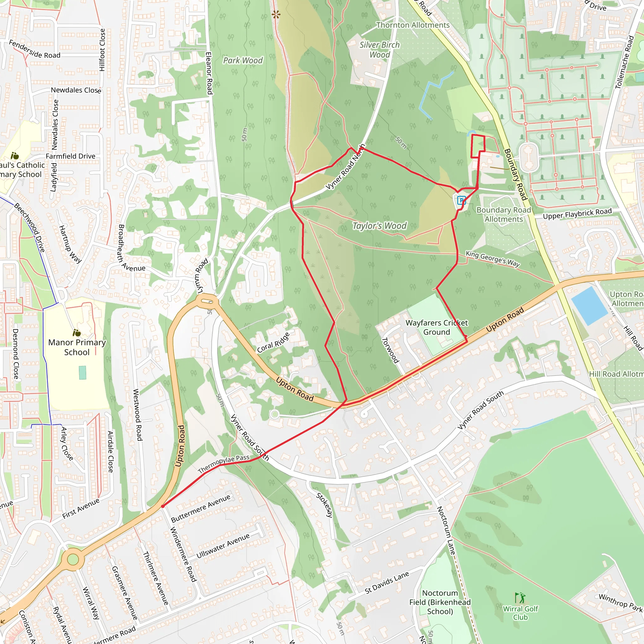 Taylor's Wood Loop mobile static map