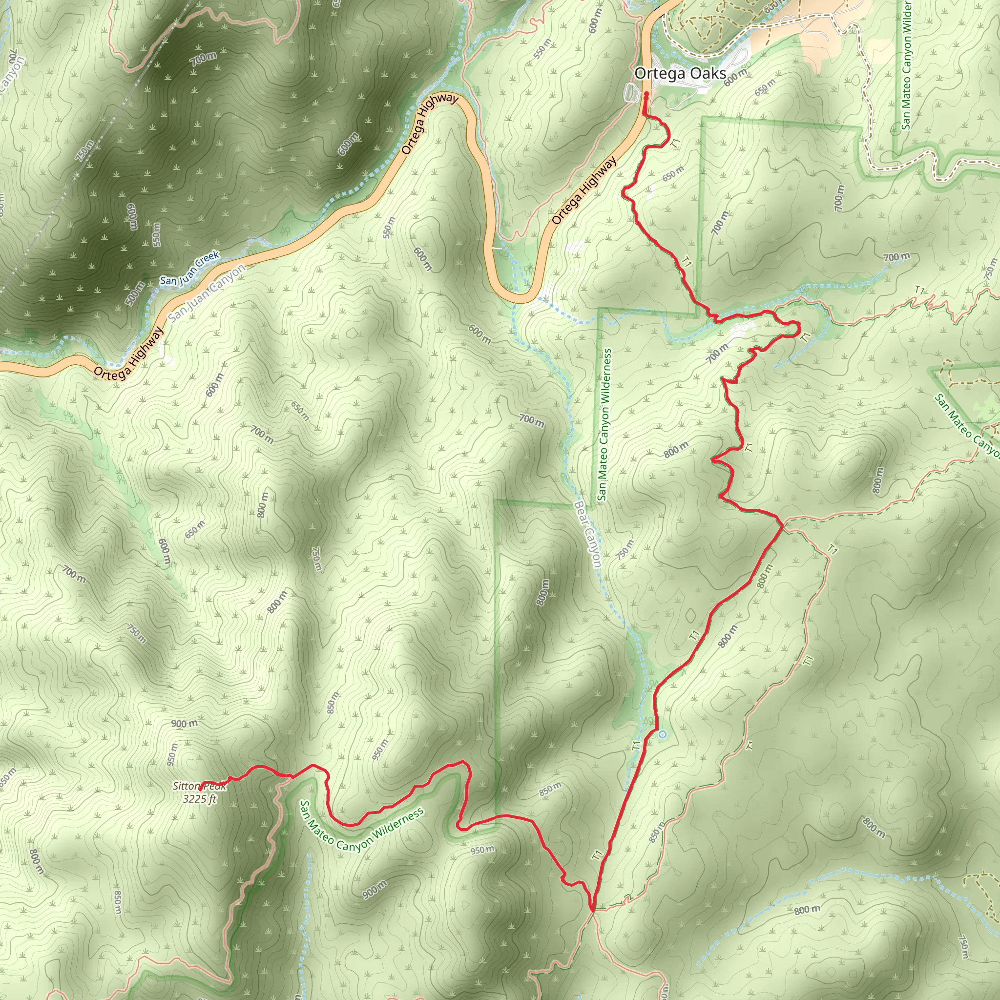 Sitton Peak via Bear Canyon Trail mobile static map